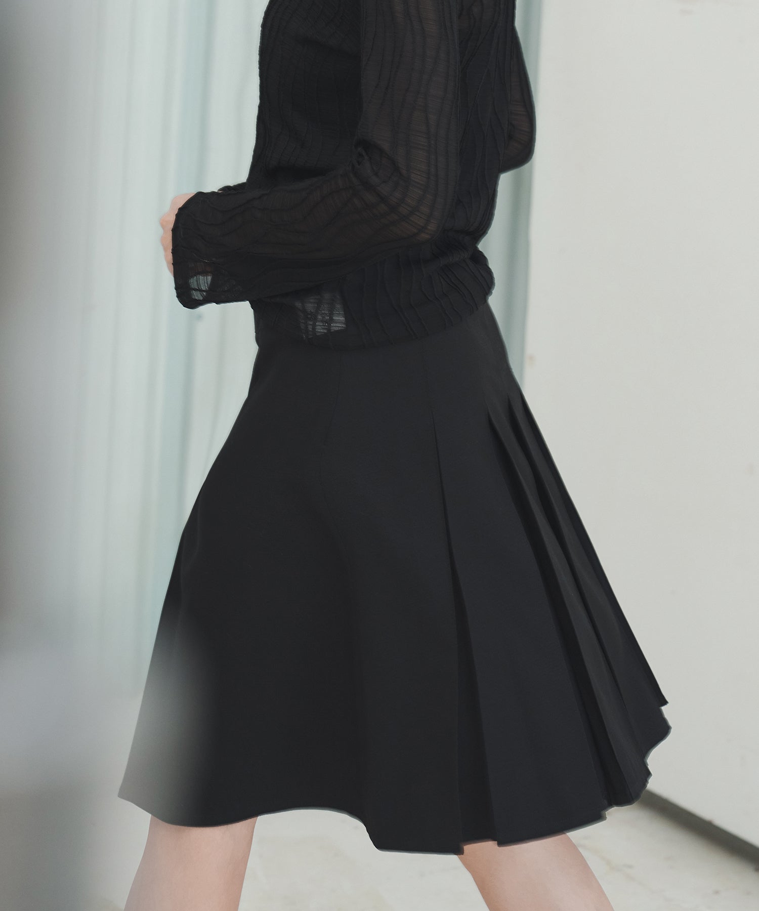 2-Way Tuck Pleated Midi Skirt