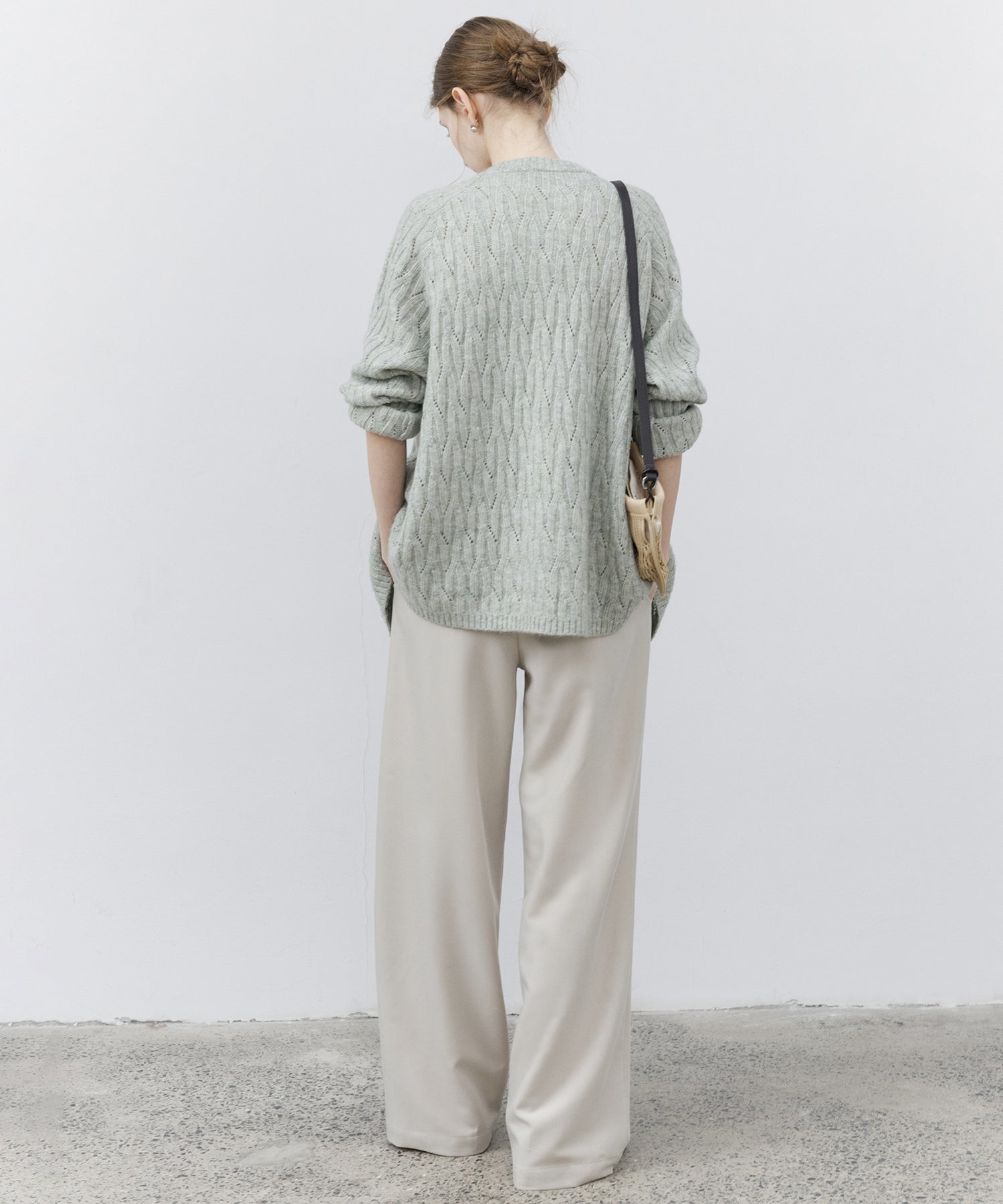 Draped Wide-Leg Tailored Pants