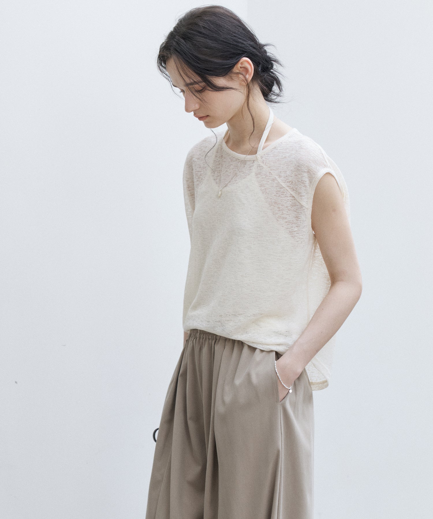 Sheer Asymmetric Sleeveless Top