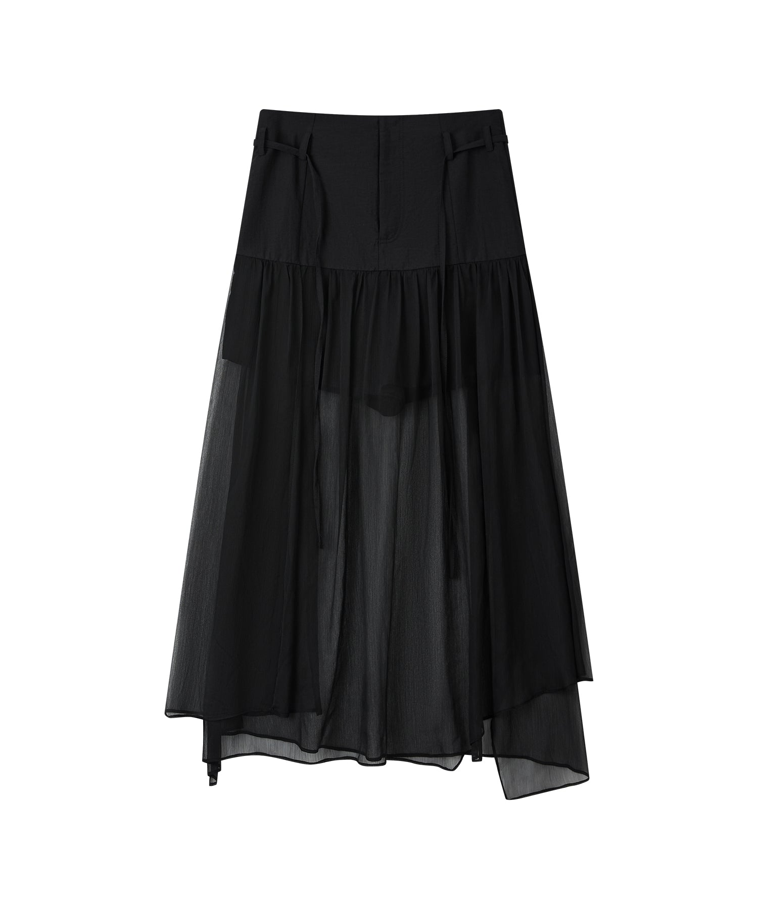 「8月中旬～下旬出荷」Sheer Layered Draped Long Skirt