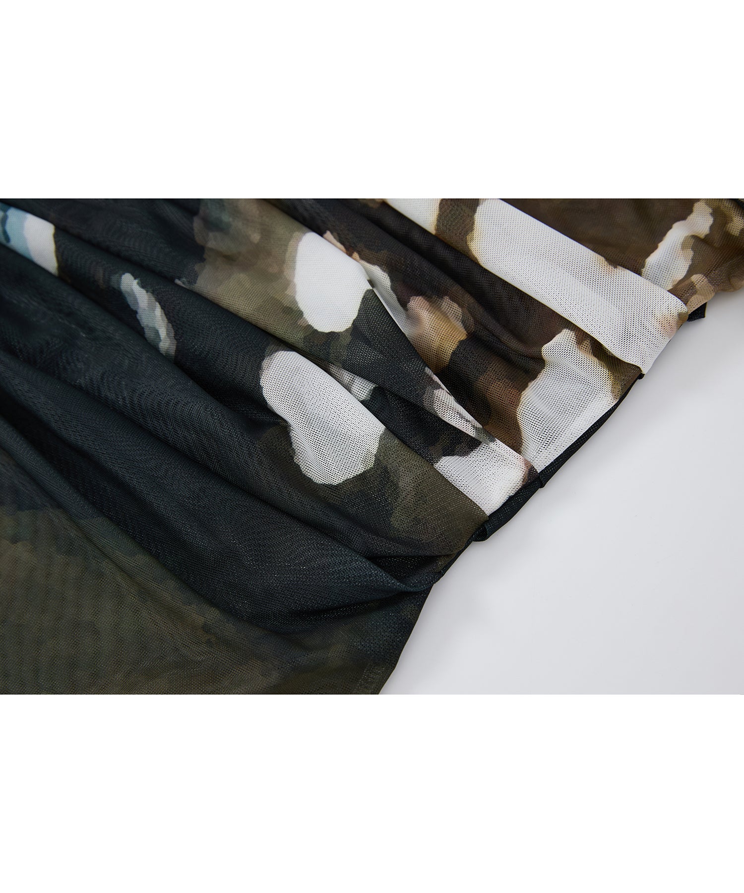 「7月上旬～中旬出荷」Art Print One-Shoulder Sheer Top