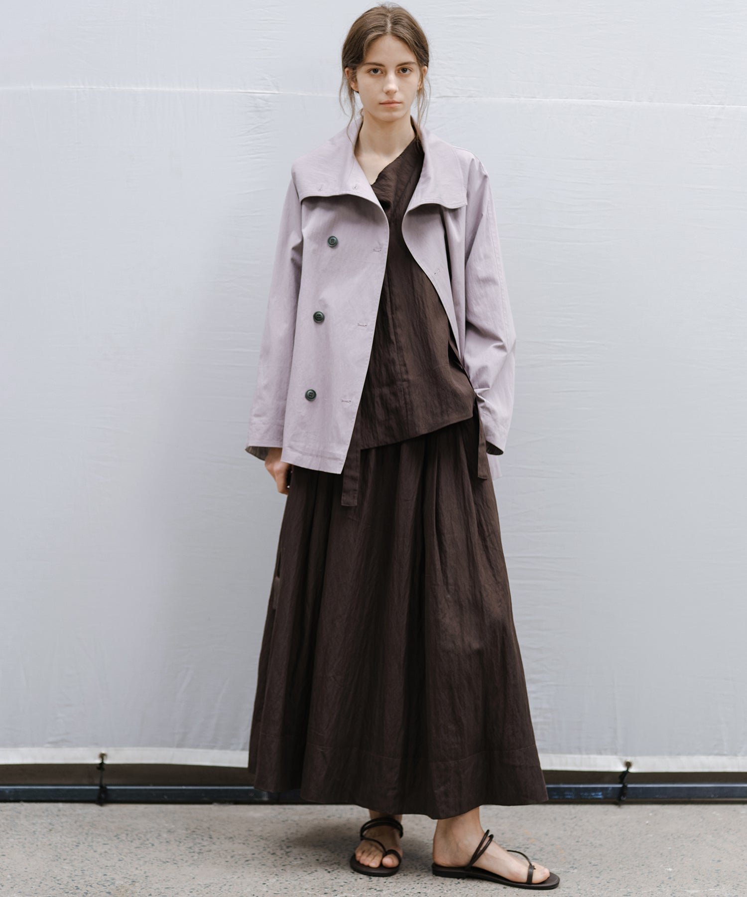 Wrap Collar Belted Cropped Trench Jacket