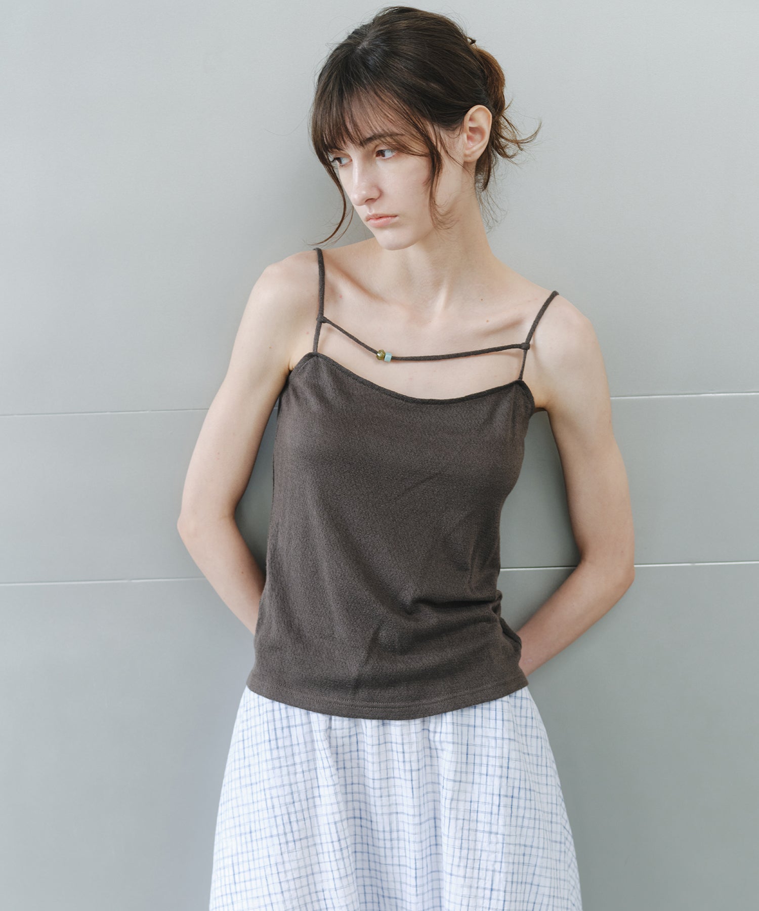 「8月中旬～下旬出荷」Wool Silk Beaded Strap Camisole