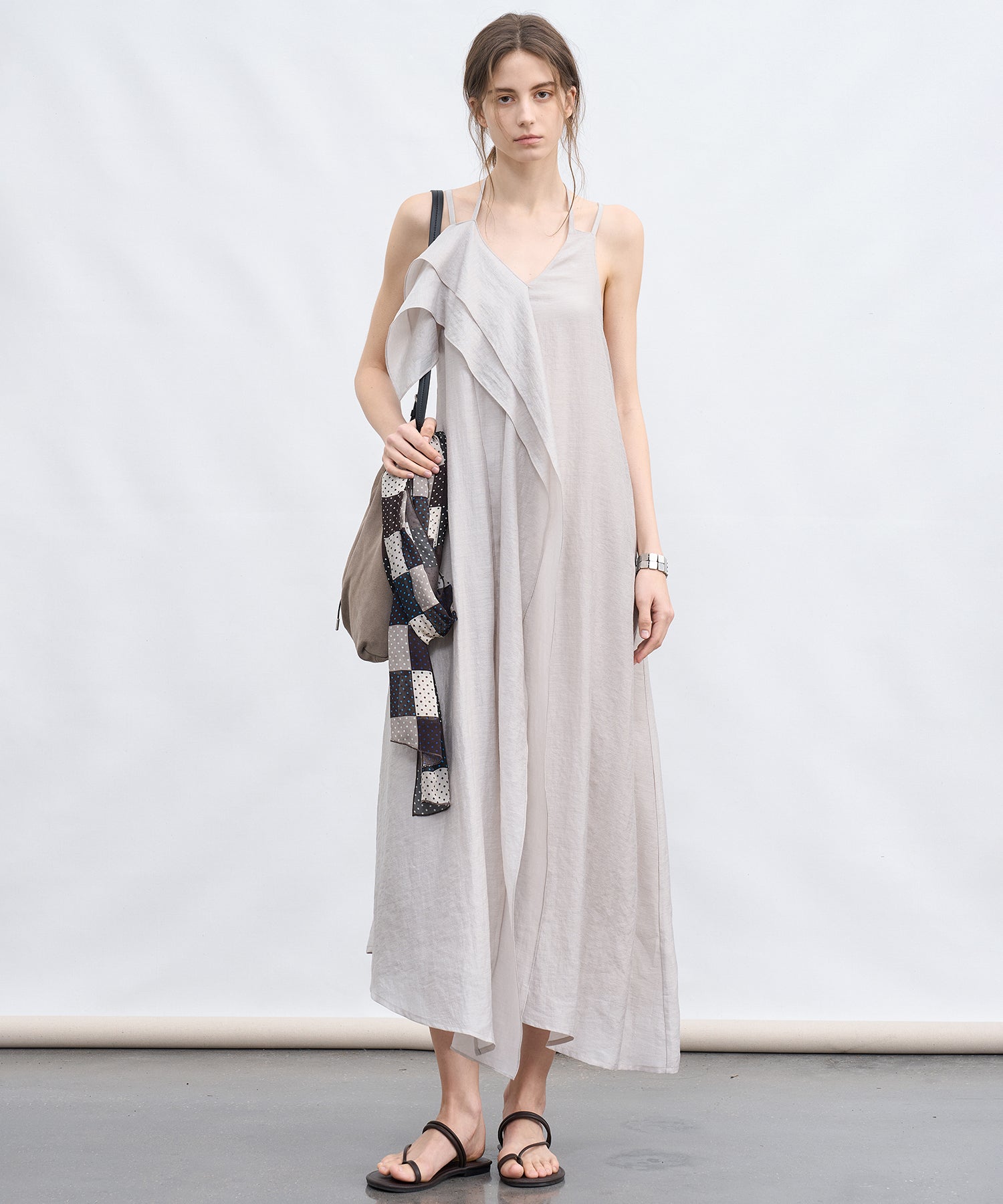 「6月上旬～中旬出荷」Asymmetrical Layered Cami Dress