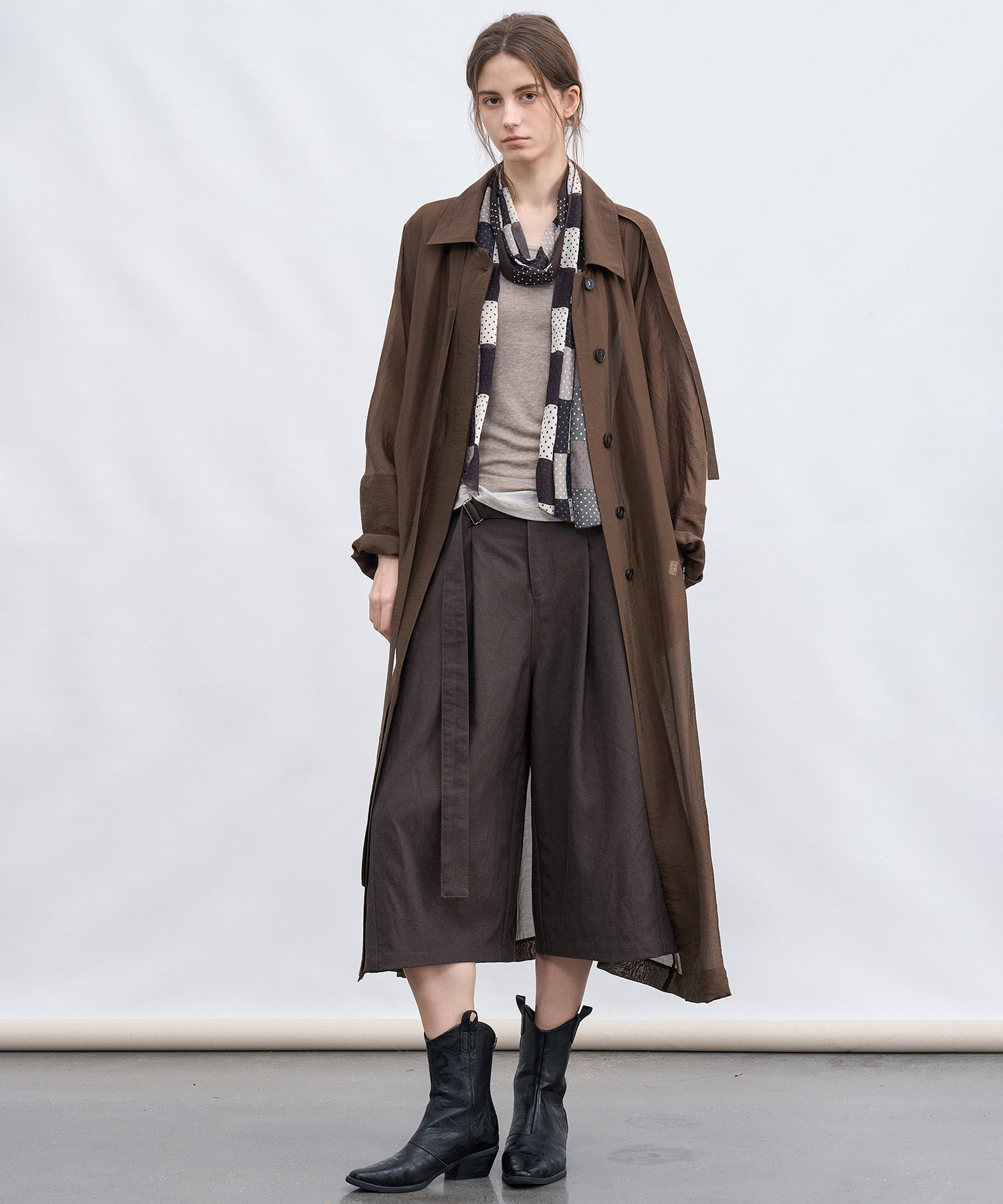 Silk Blend Sheer Long Coat