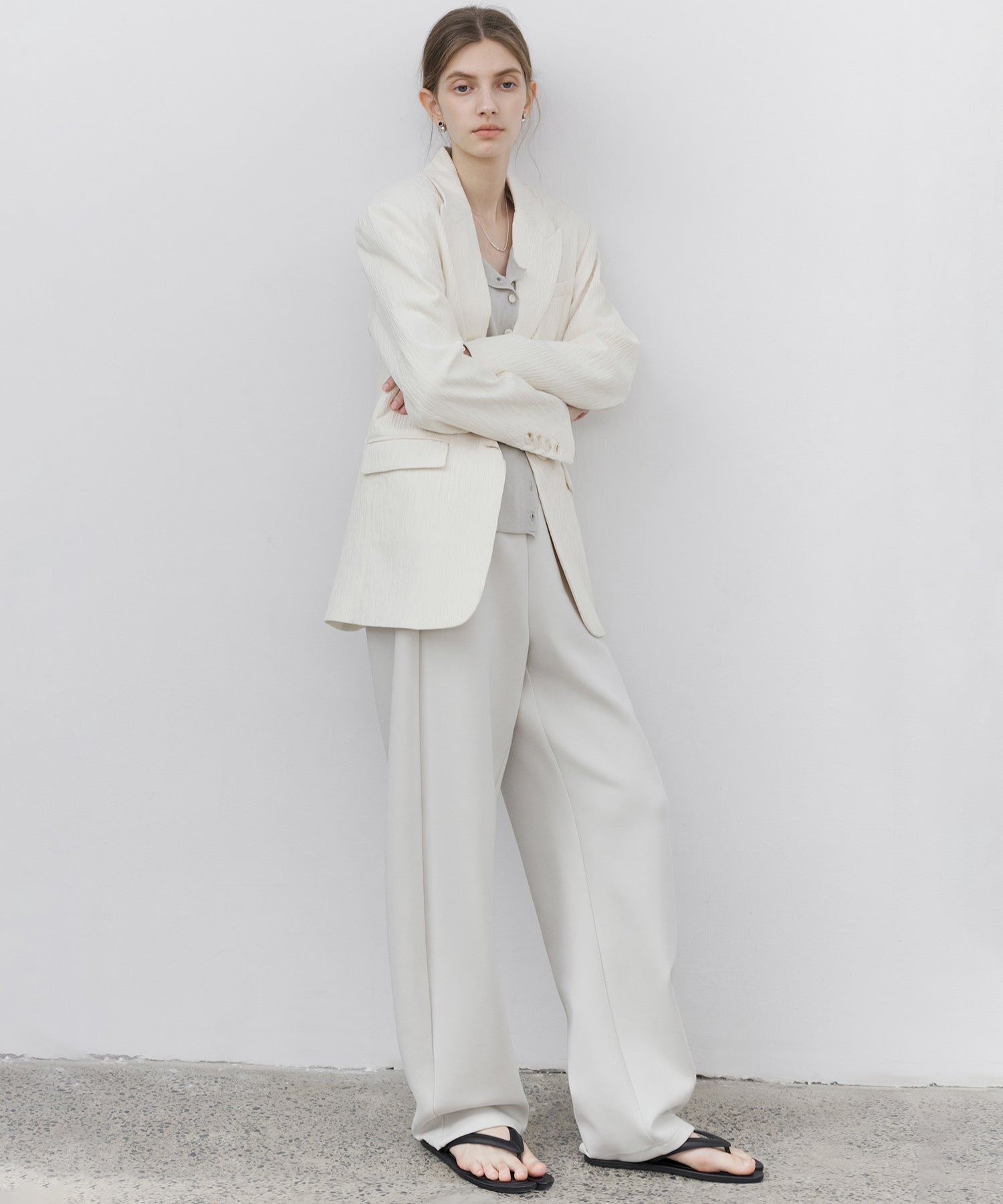 Curved Silhouette Jersey Wide Pants