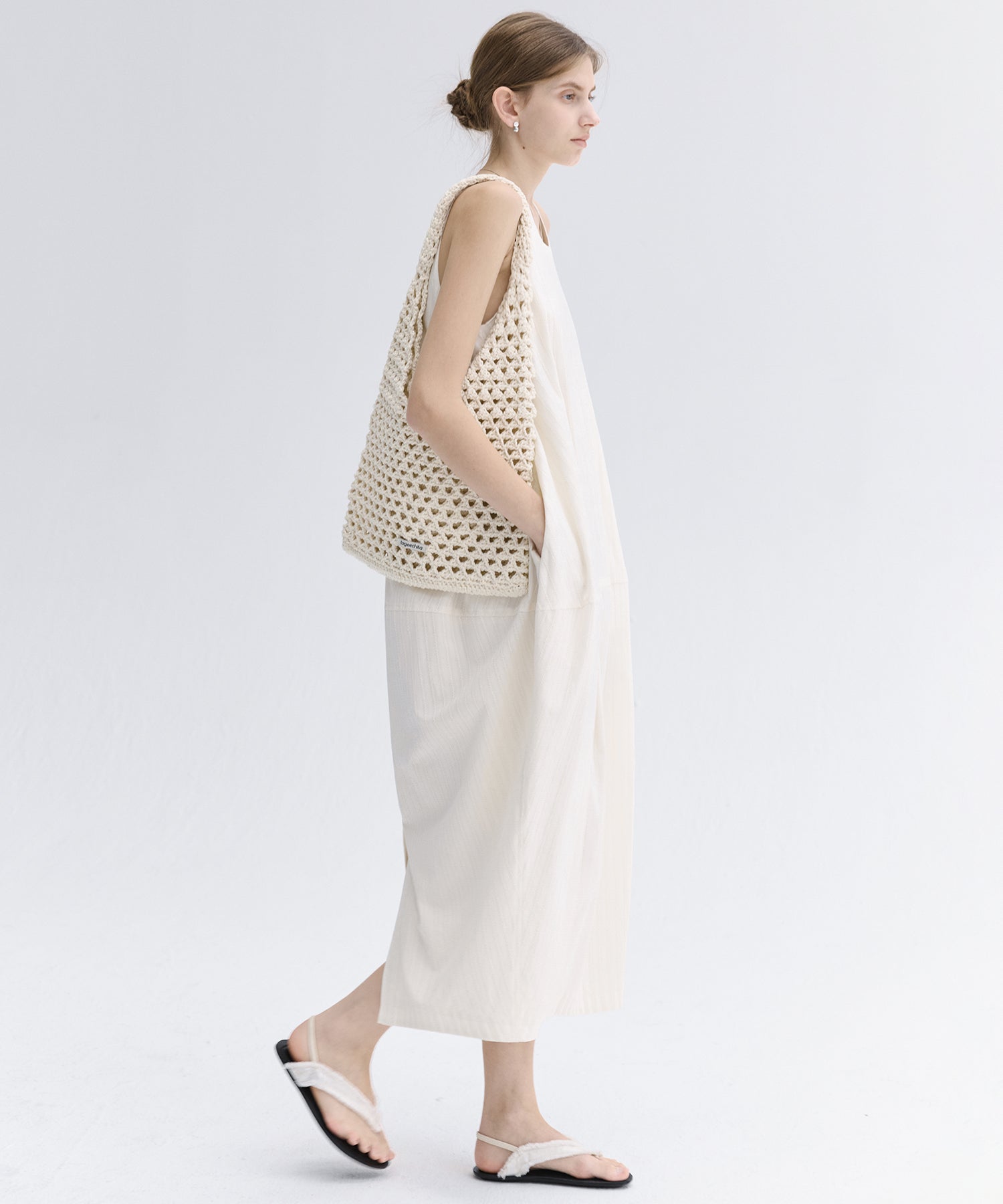 Jacquard Stripe Cocoon Sleeveless Dress