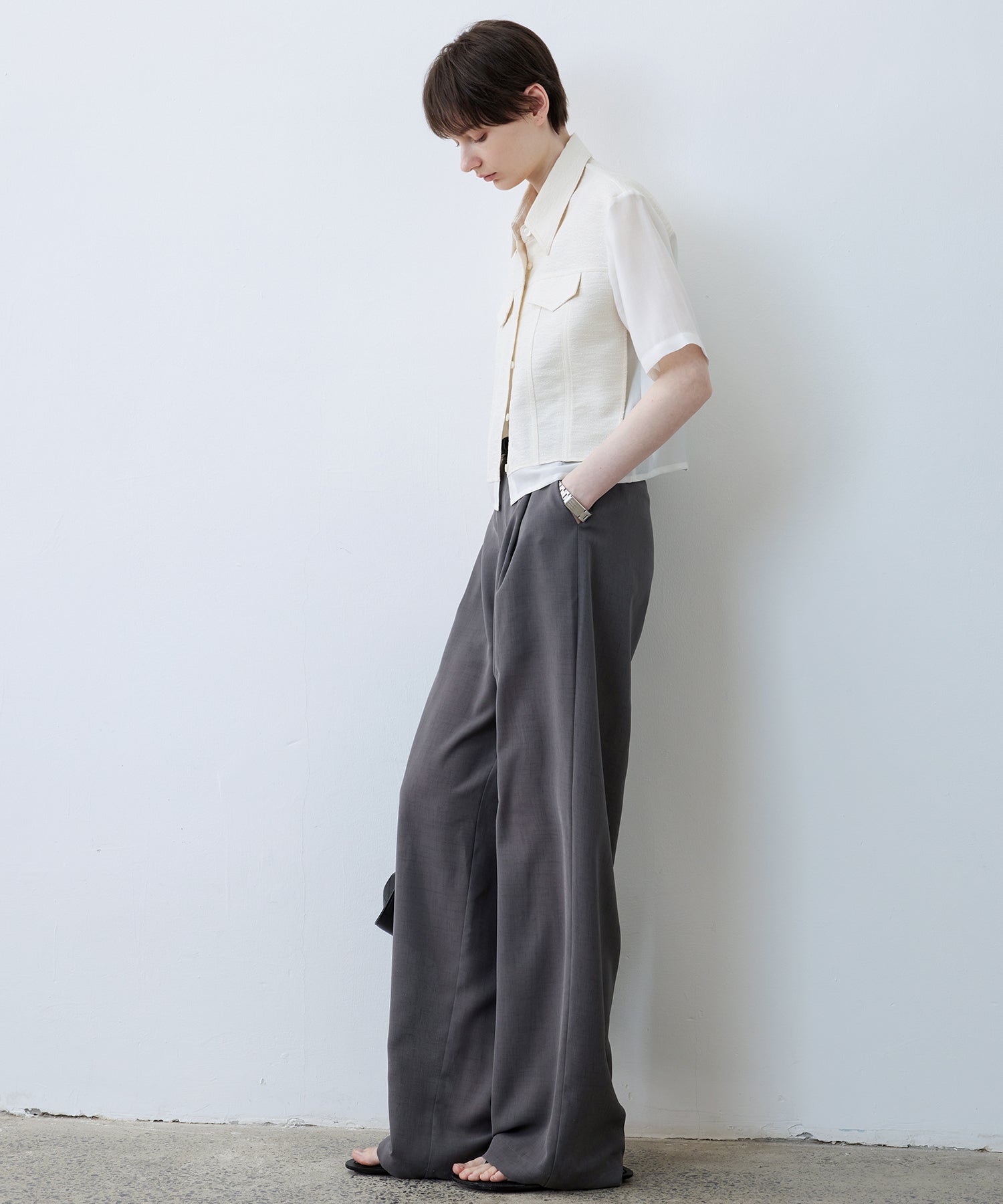 Textured Combo Cropped Shirt