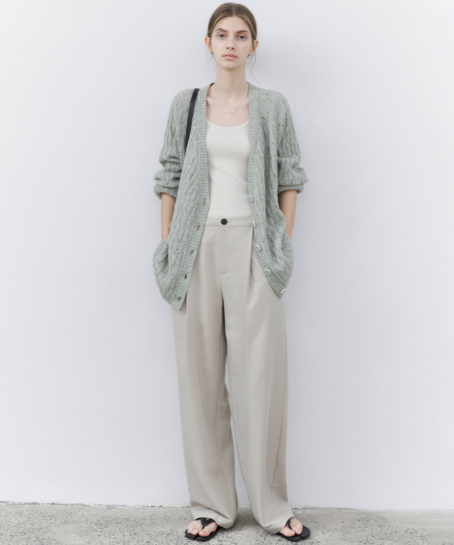 Draped Wide-Leg Tailored Pants