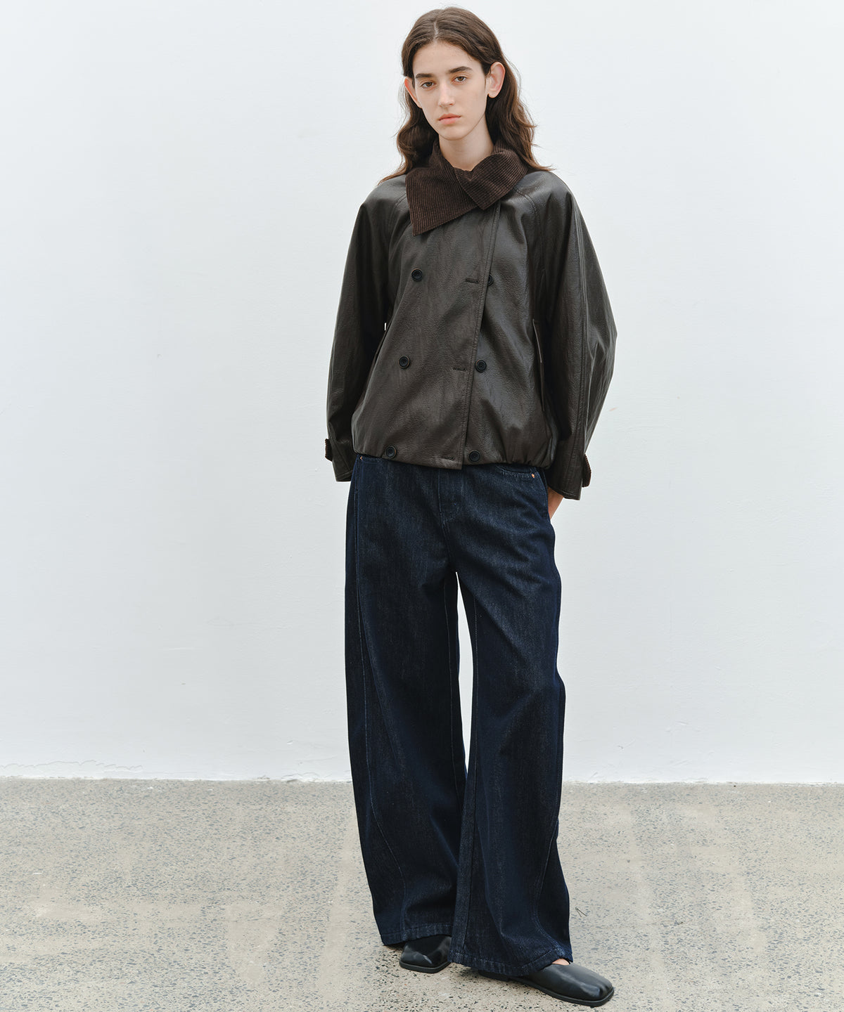 「10月下旬出荷予定」Corduroy Collar Docking Short Blouson Jacket