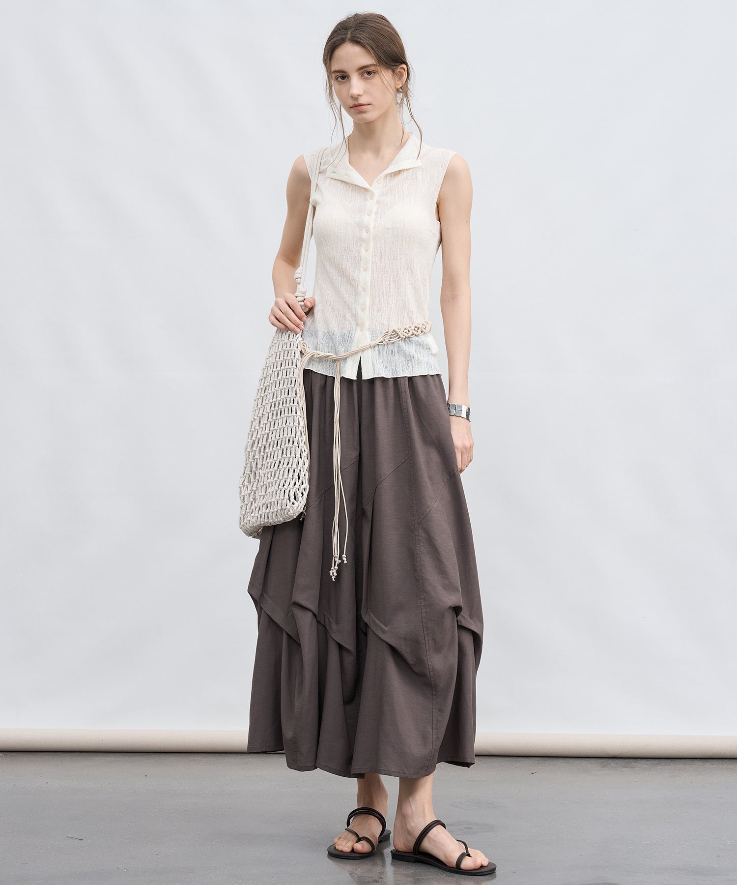 「7月上旬～中旬出荷」Textured Knit Sleeveless Top