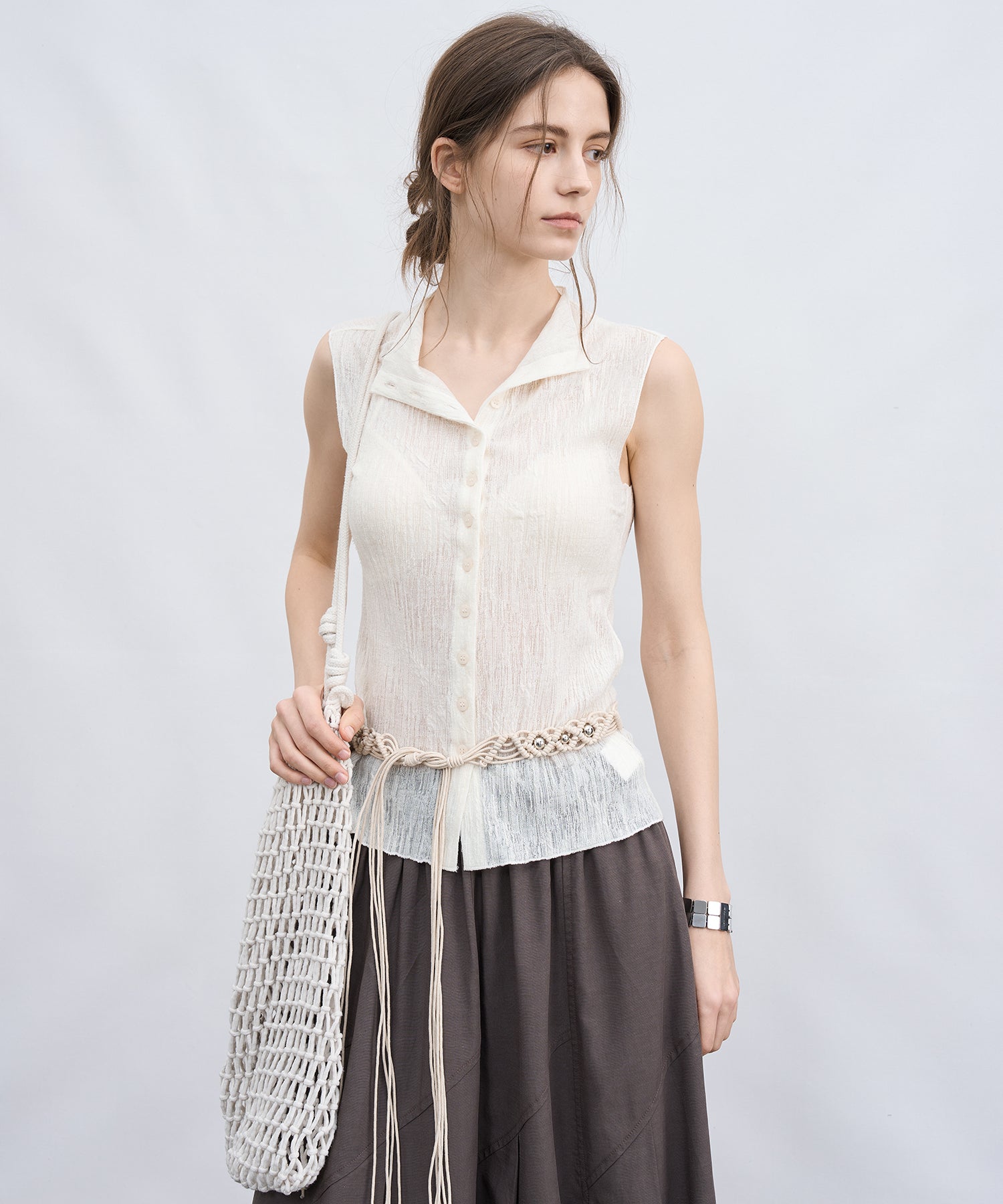 「7月上旬～中旬出荷」Textured Knit Sleeveless Top
