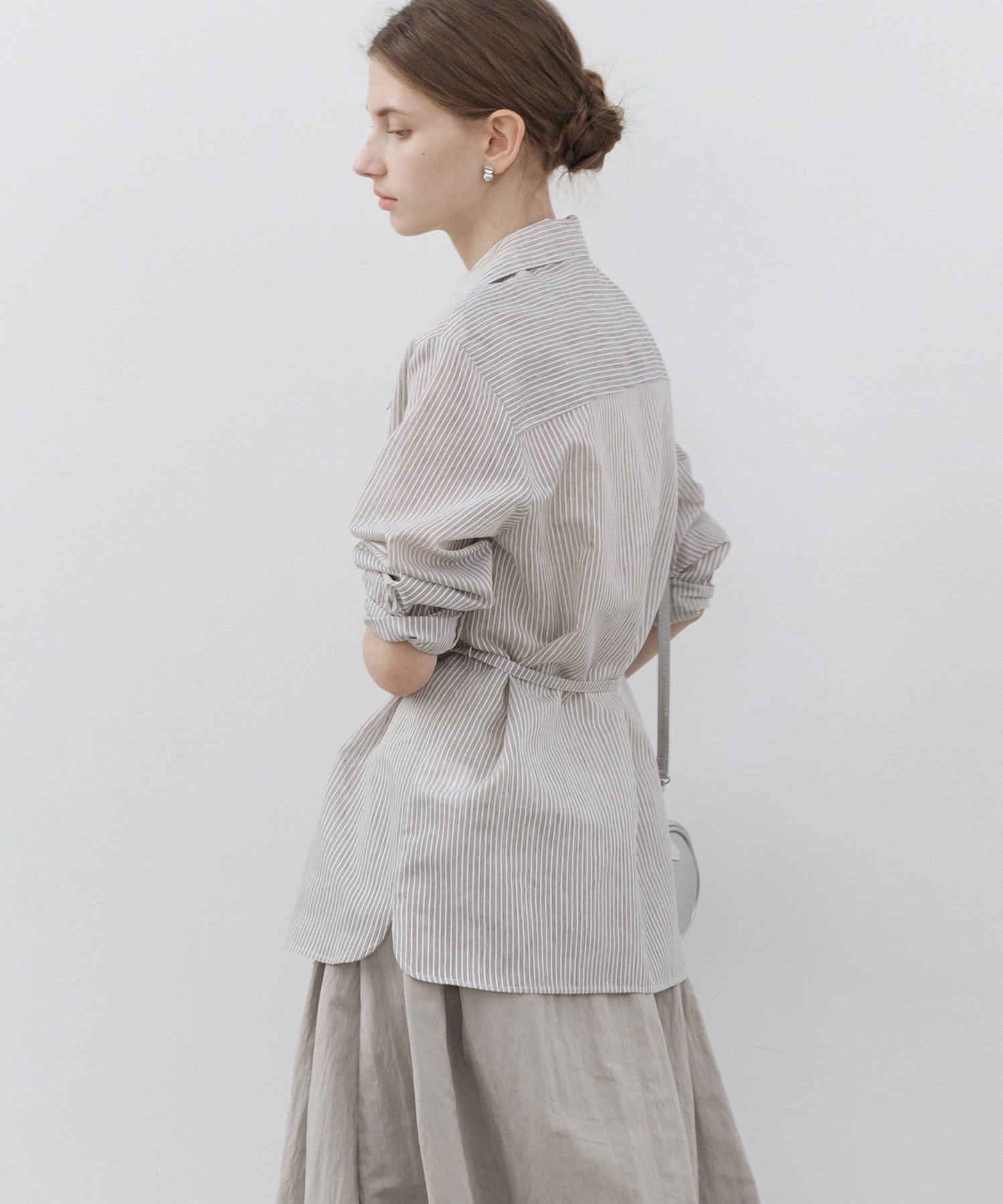 Sheer Stripe Wrap Shirt