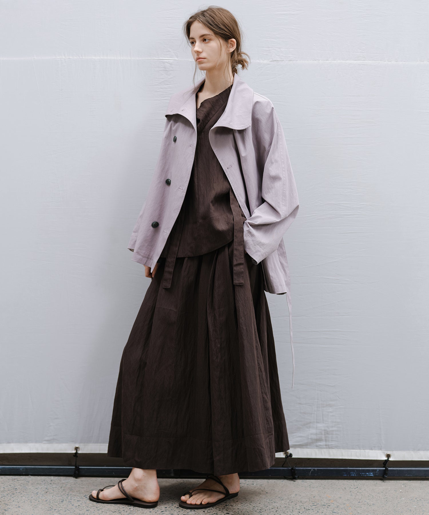 Wrap Collar Belted Cropped Trench Jacket