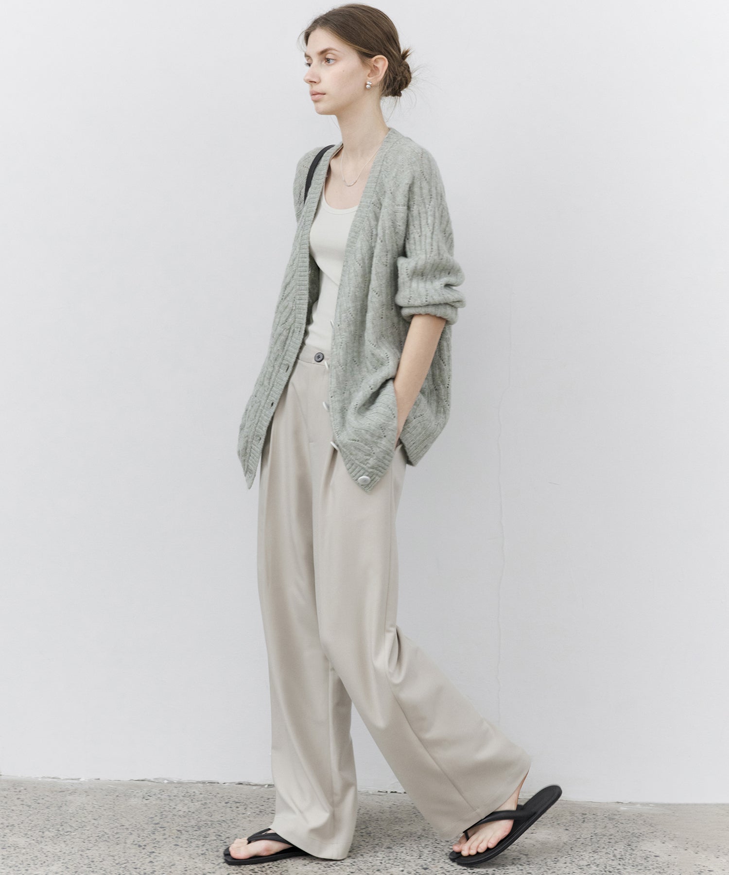 Draped Wide-Leg Tailored Pants