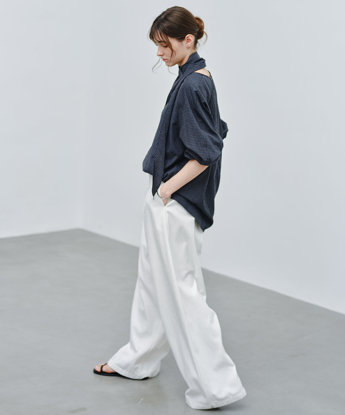 「9月下旬出荷予定」Paneled Drawstring Wide Pants