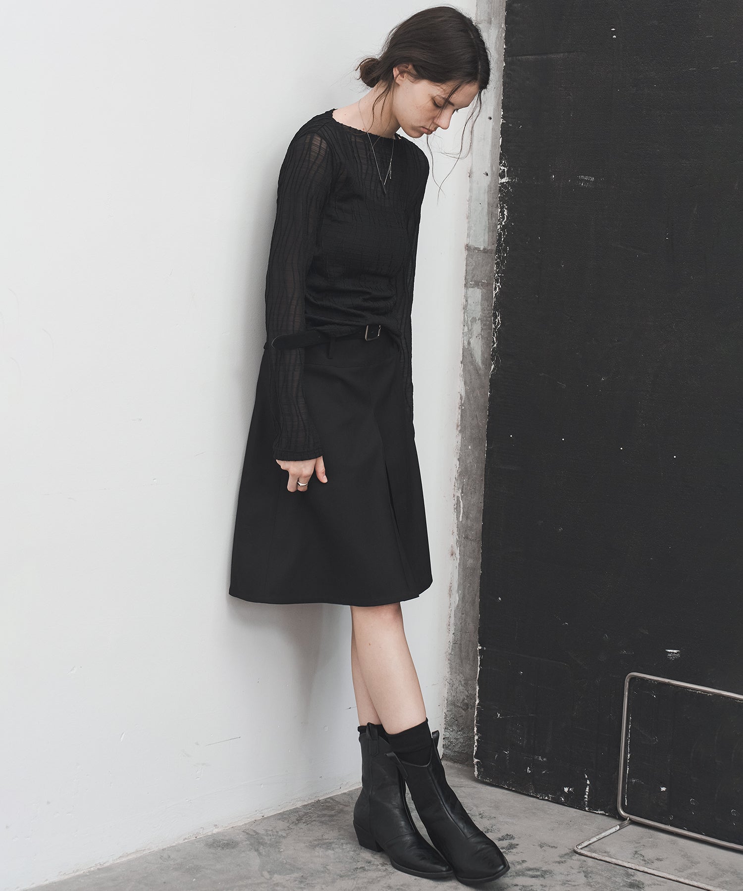 2-Way Tuck Pleated Midi Skirt