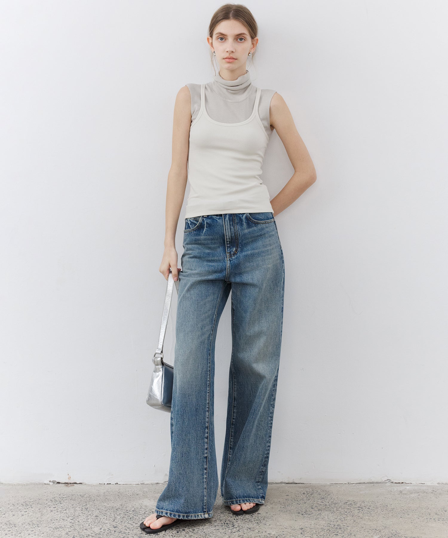 Stretch Ribbed U-Neck Tank Top