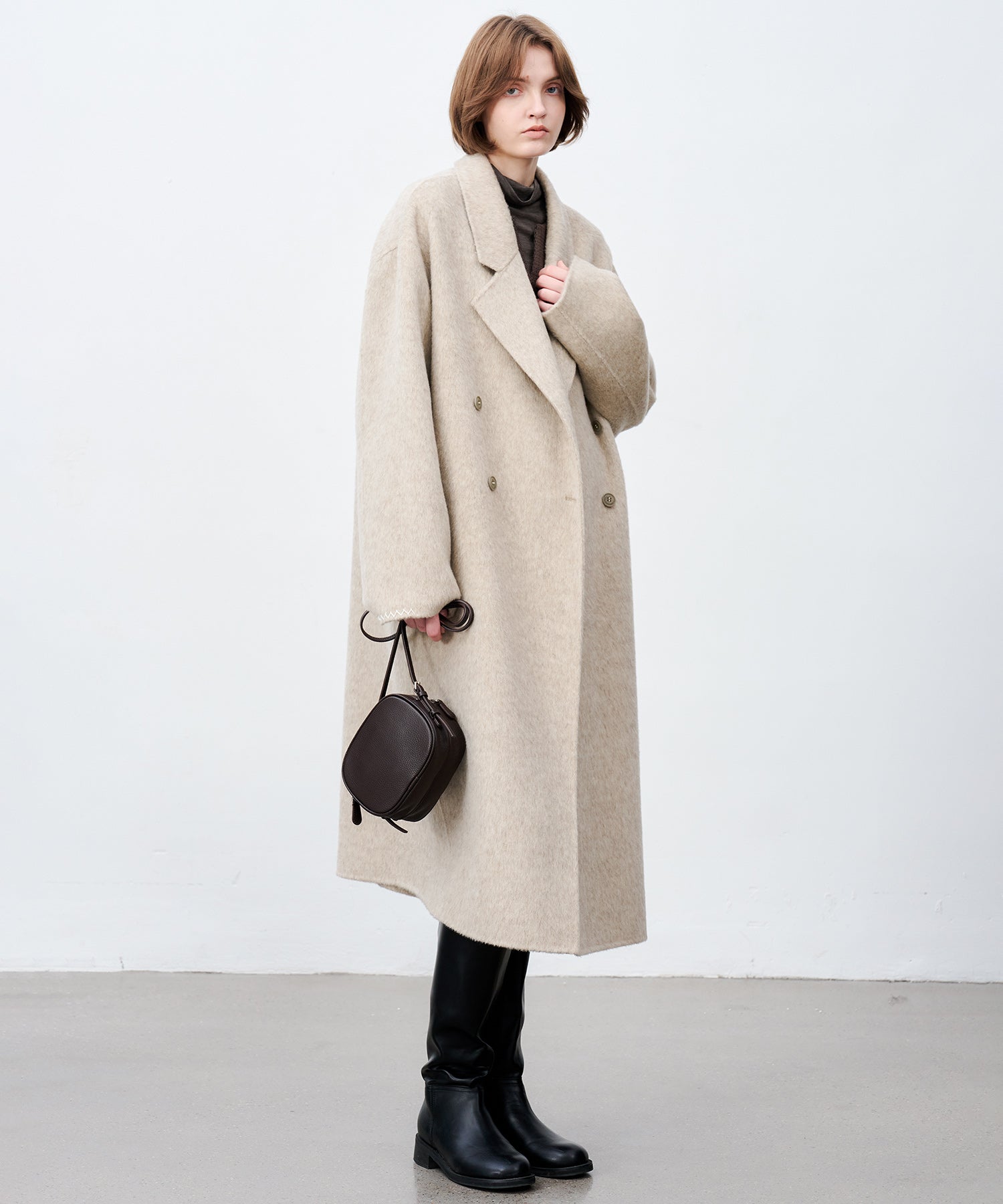 100% Wool Double-Face Long Lapel Oversized Overcoat