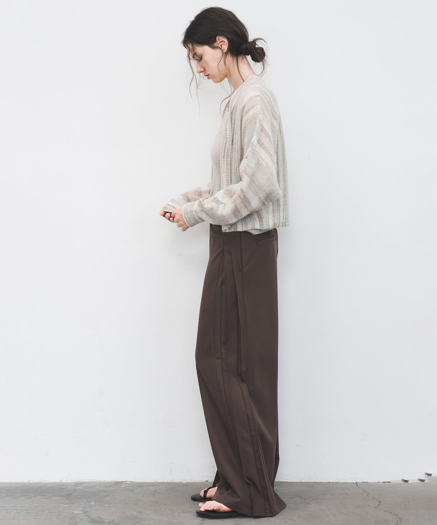 Side Pleat Wide Slacks
