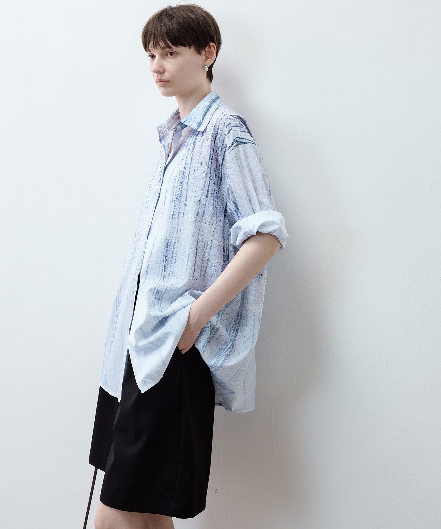 UPF50+ Rain Art Sheer Oversized Shirt