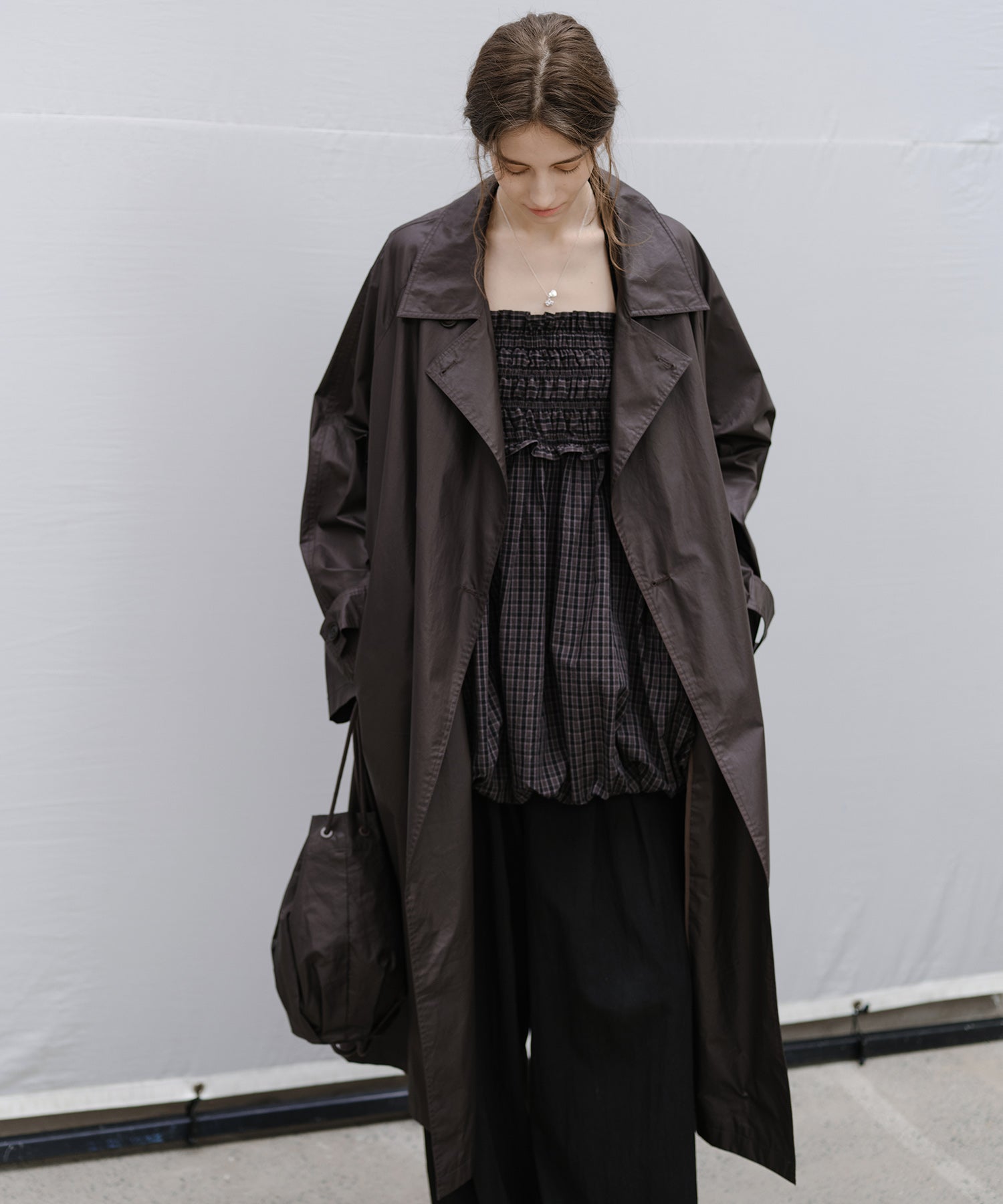 "Shipping from late February to early March" 2-way Smocked Check Bubble Skirt