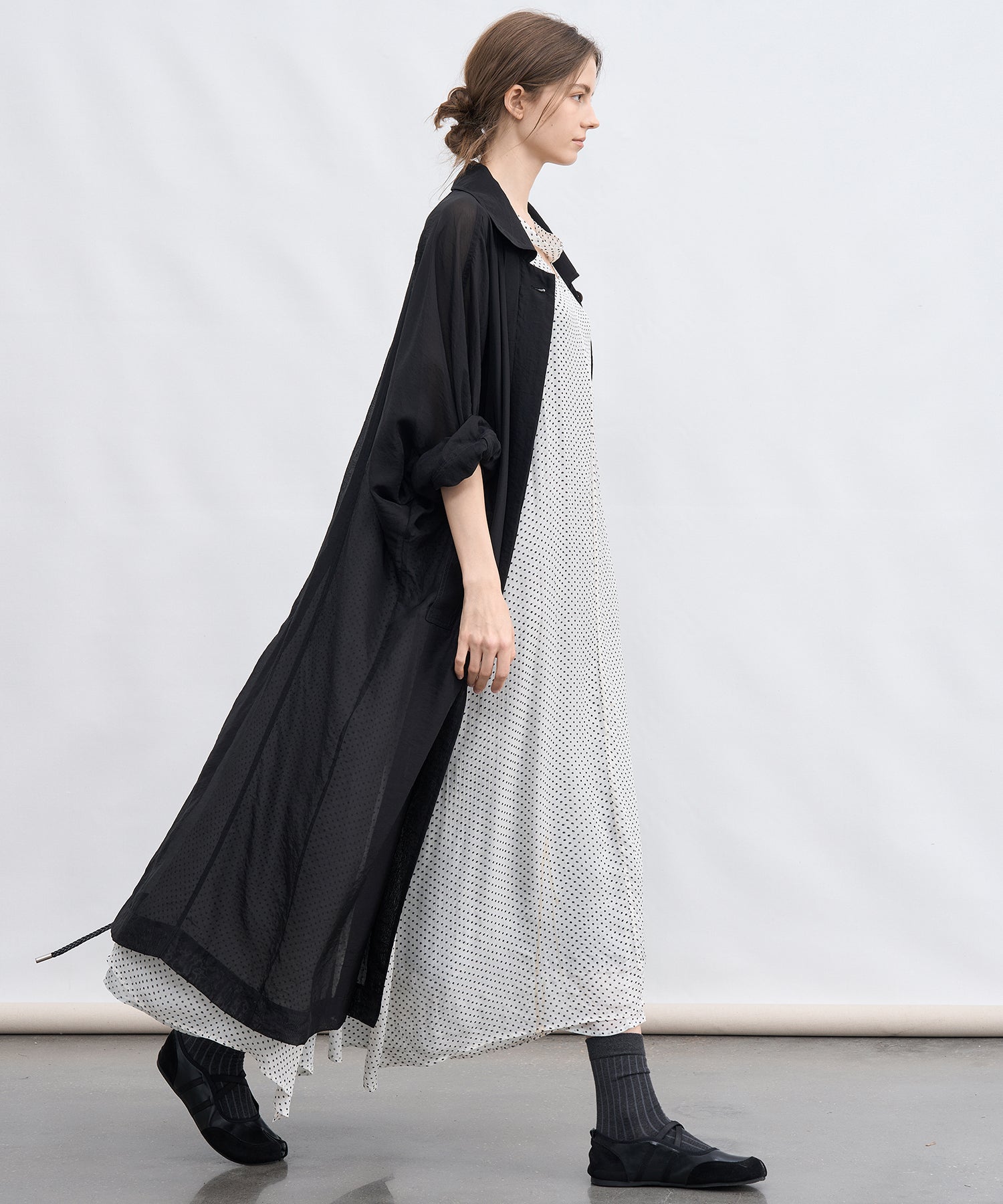 Dot Scarf Detail V-Neck Dress
