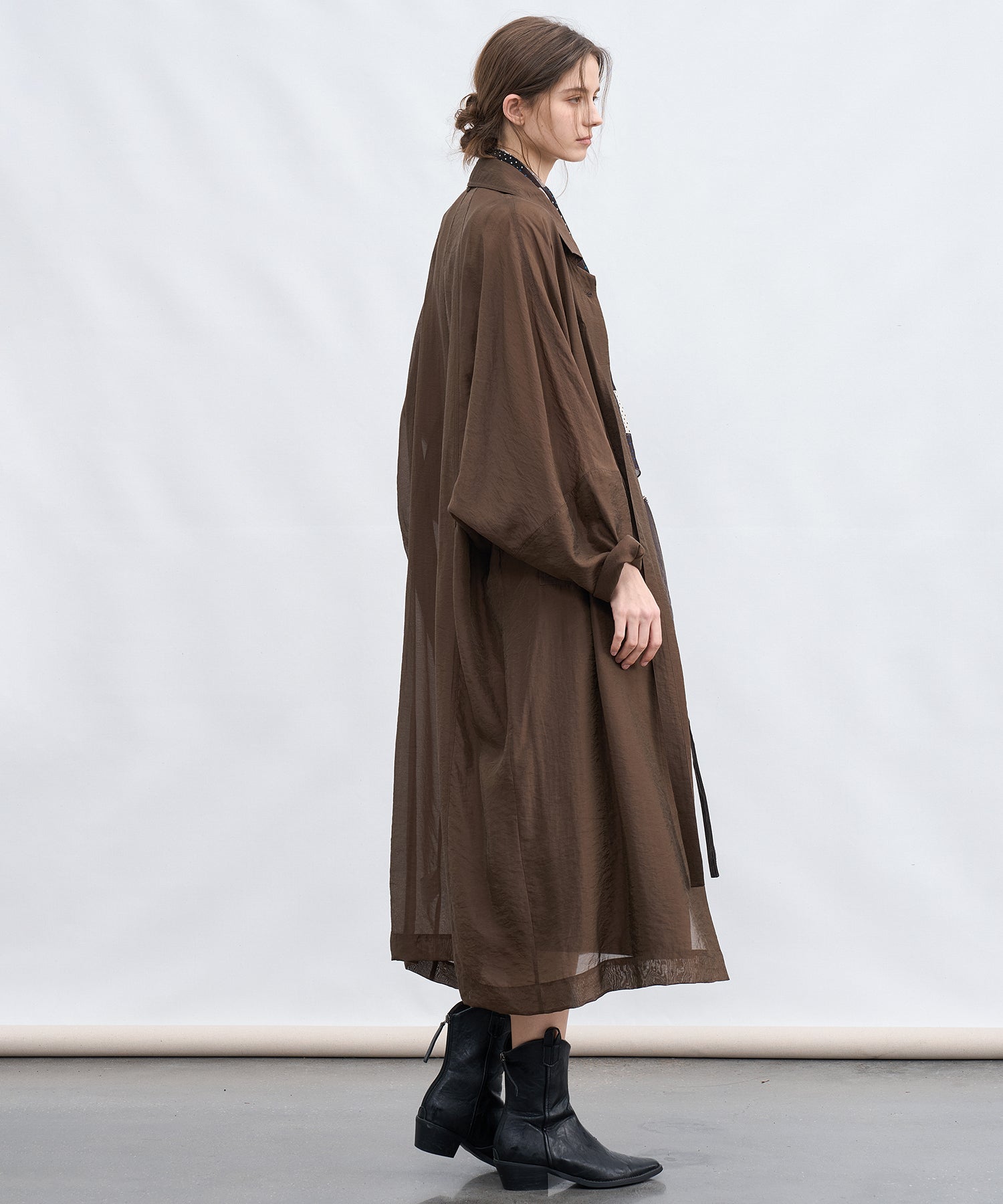 Silk Blend Sheer Long Coat