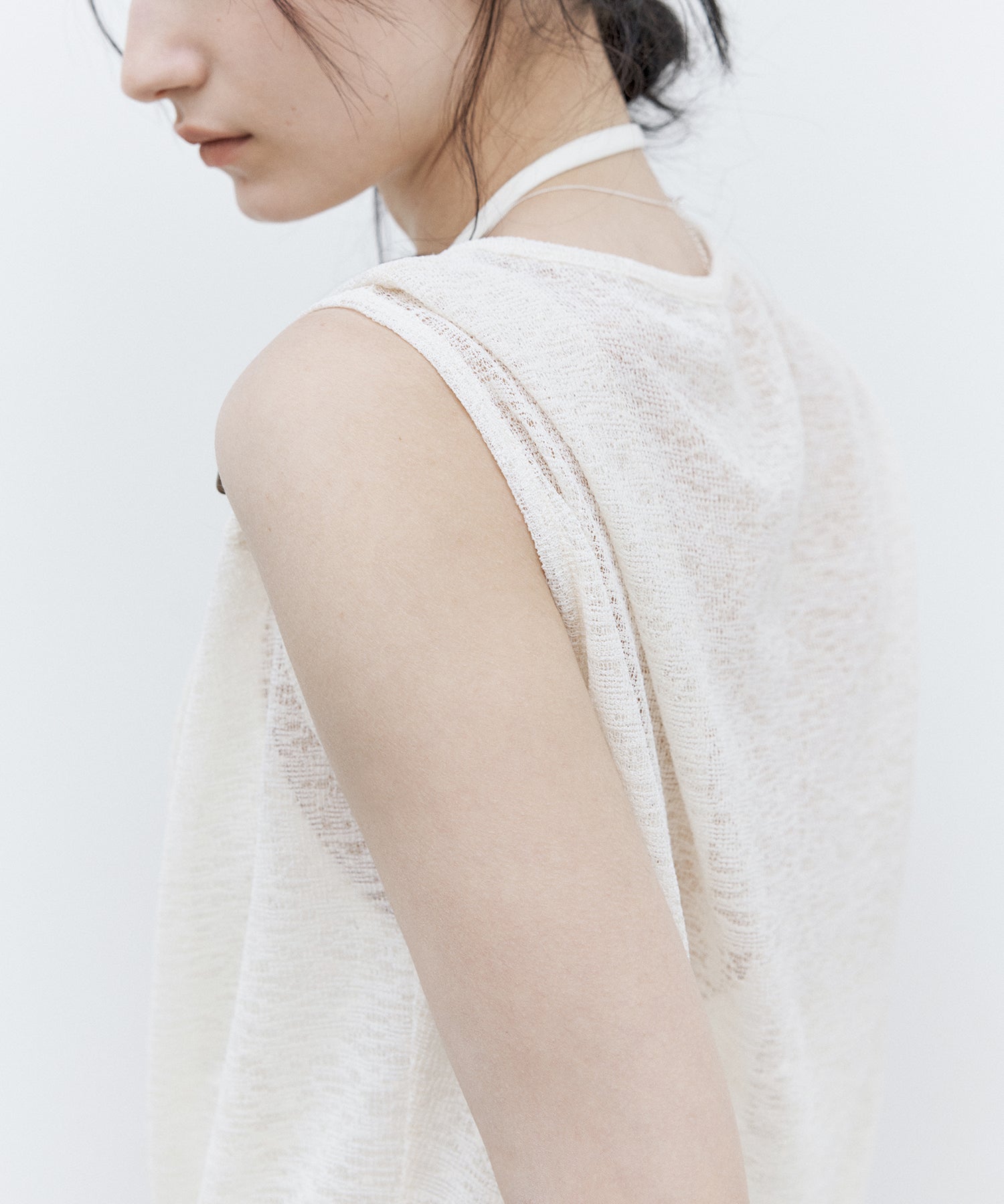 Sheer Asymmetric Sleeveless Top