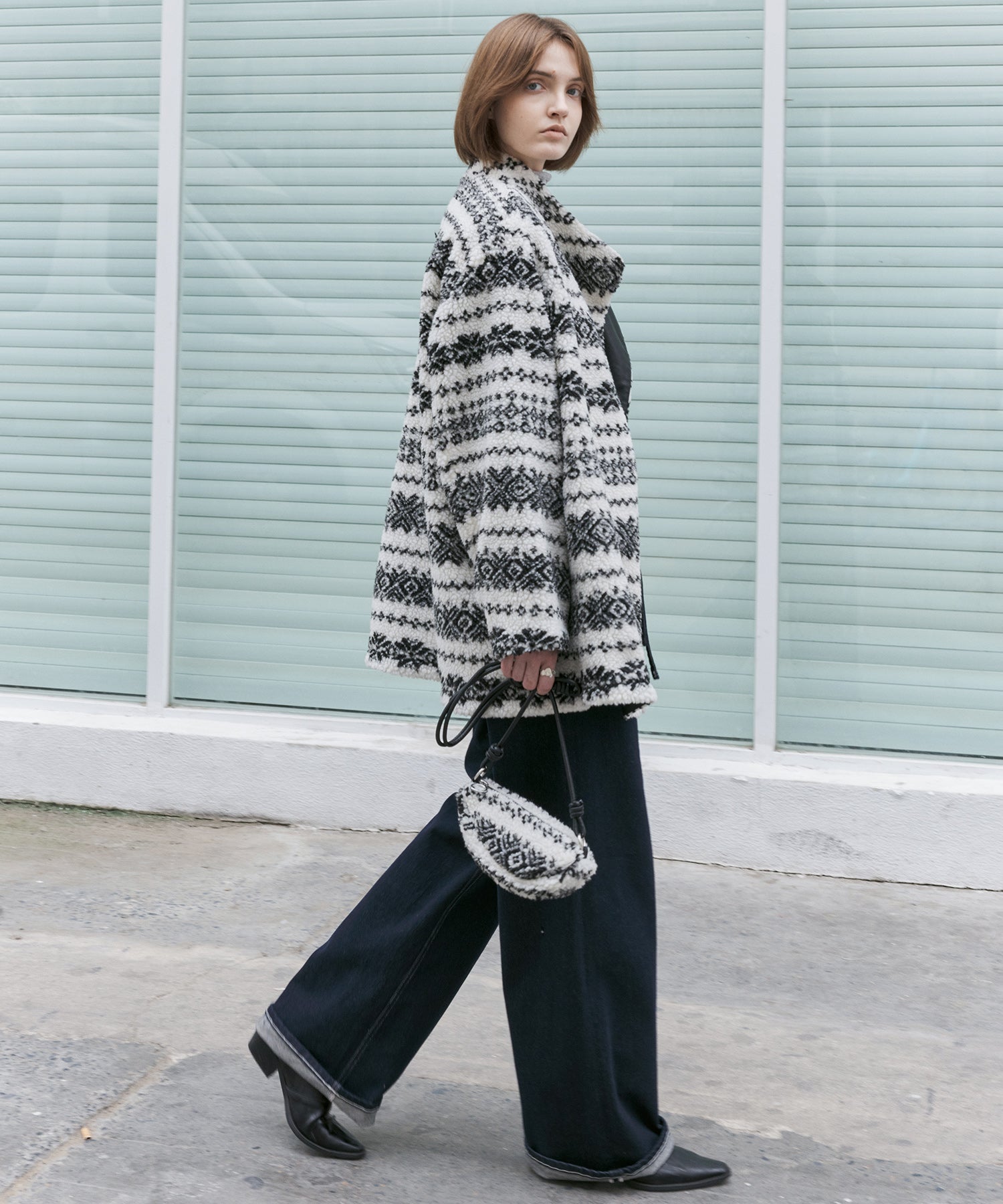 Fair Isle Relaxed Fit Fleece Jacket