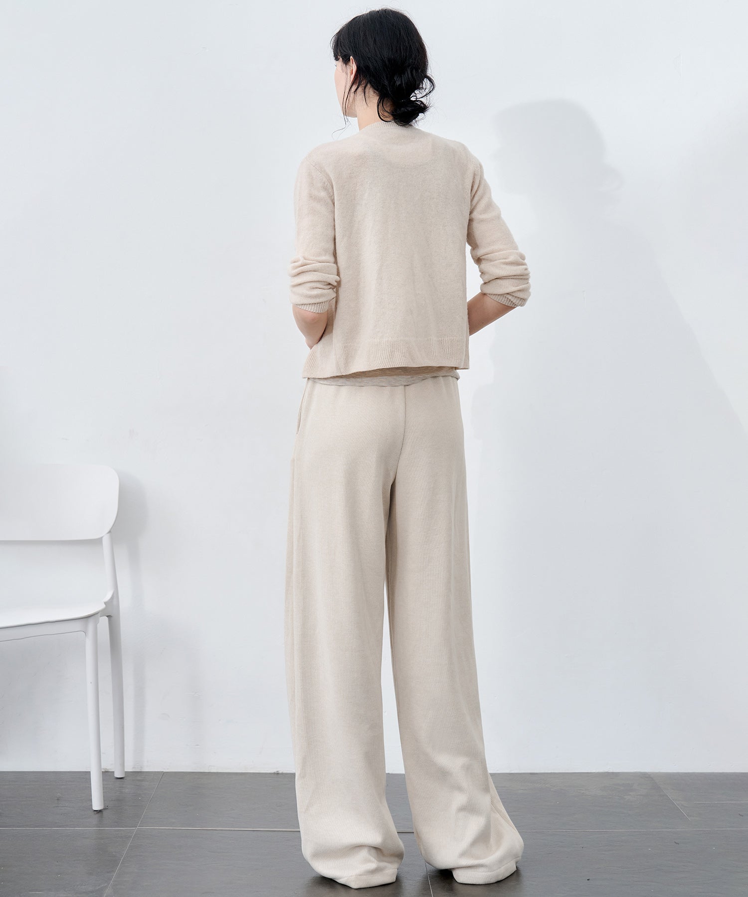 Knit Fleece Drawstring Wide Pants