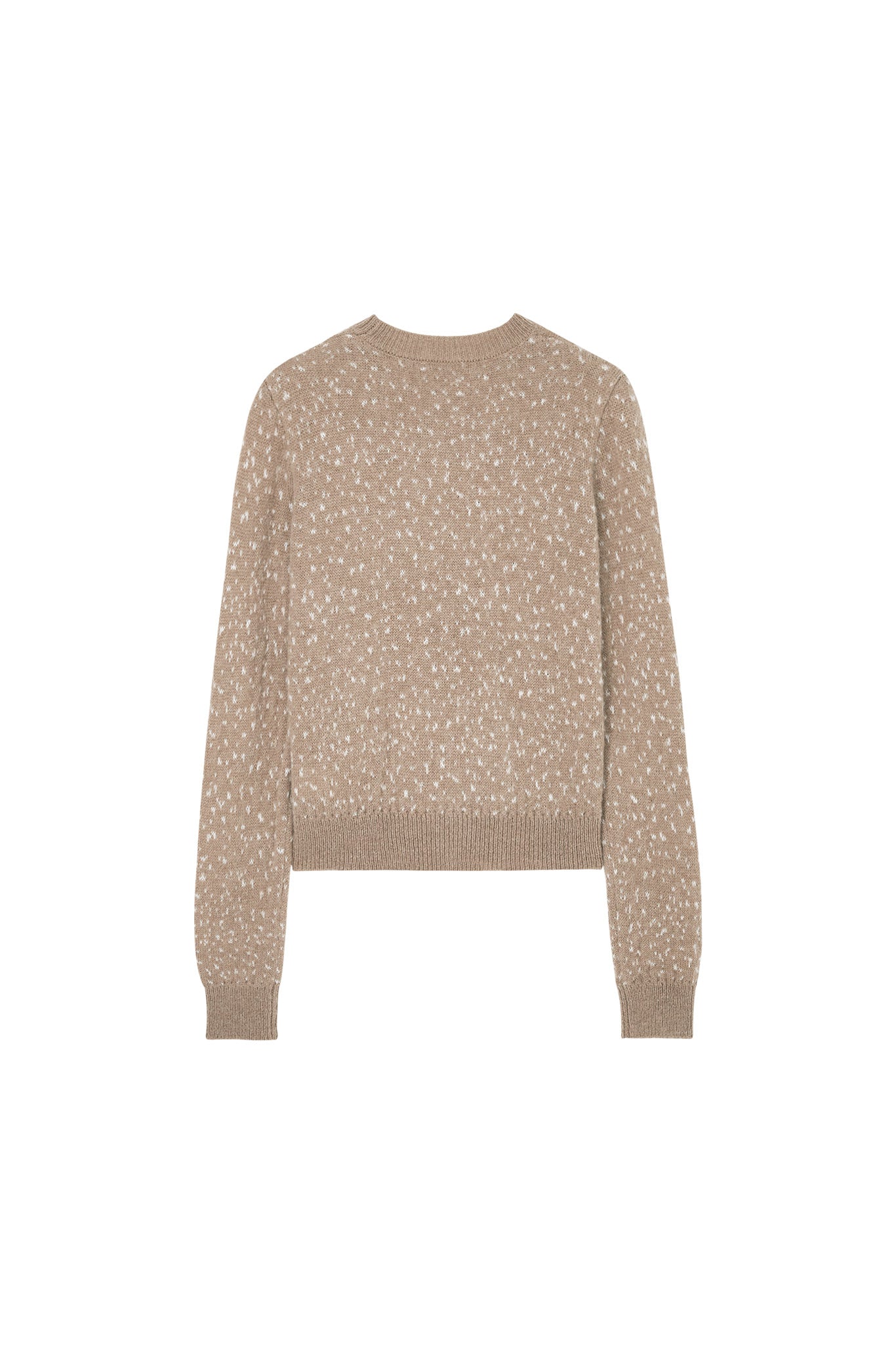 Wool blend jacquard crew neck knit