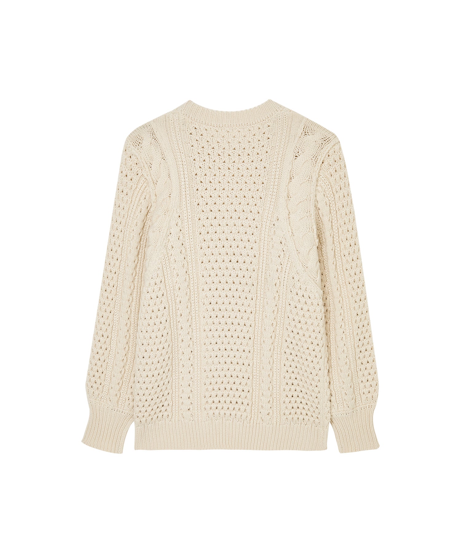 Textured Wool Blend Aran Sweater