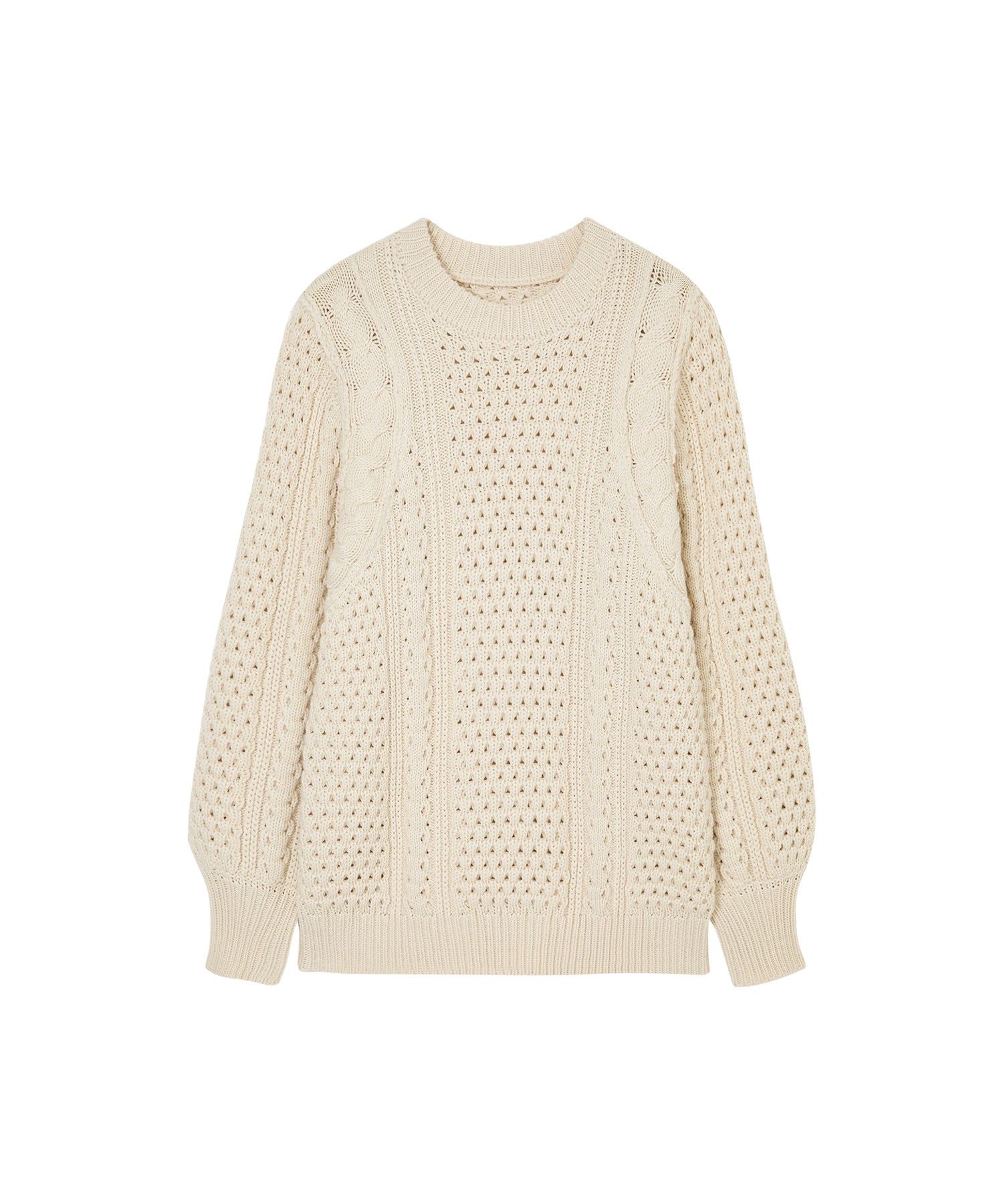 Textured Wool Blend Aran Sweater