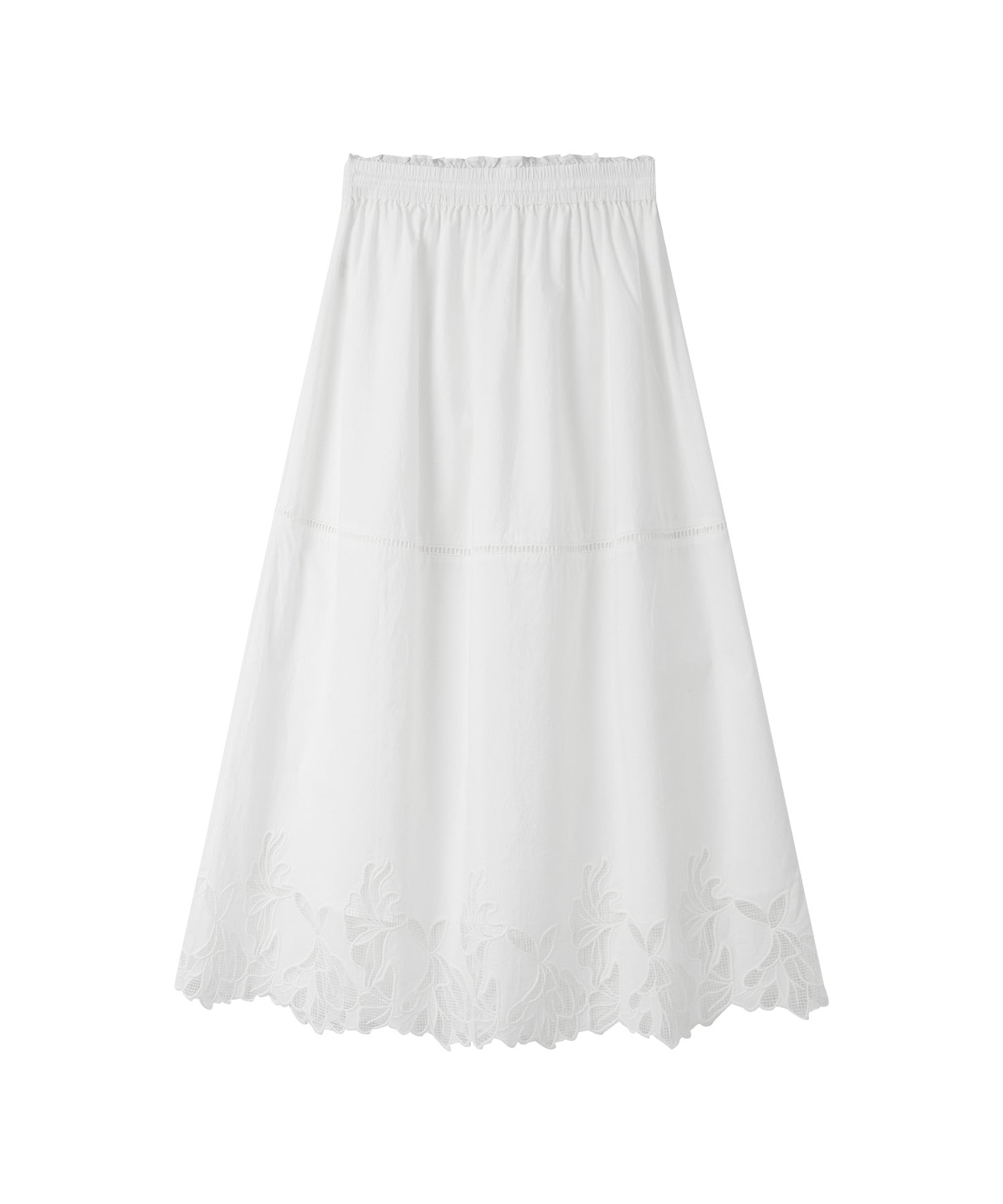 「8月中旬～下旬出荷」Cutwork Embroidery Drawstring Long Skirt
