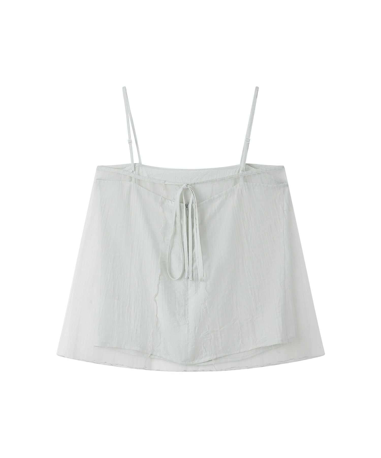 「7月中旬～下旬出荷」Sheer Pleated Back Tie Camisole Top