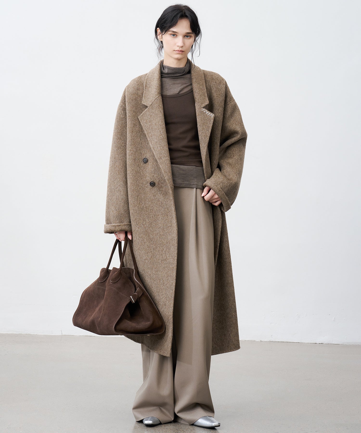 100% Wool Double-Face Long Lapel Oversized Overcoat