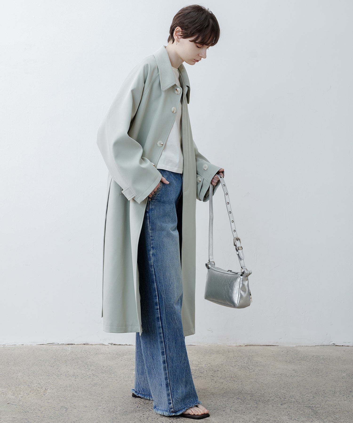 Oversized Raglan Sleeve Long Coat with Belt