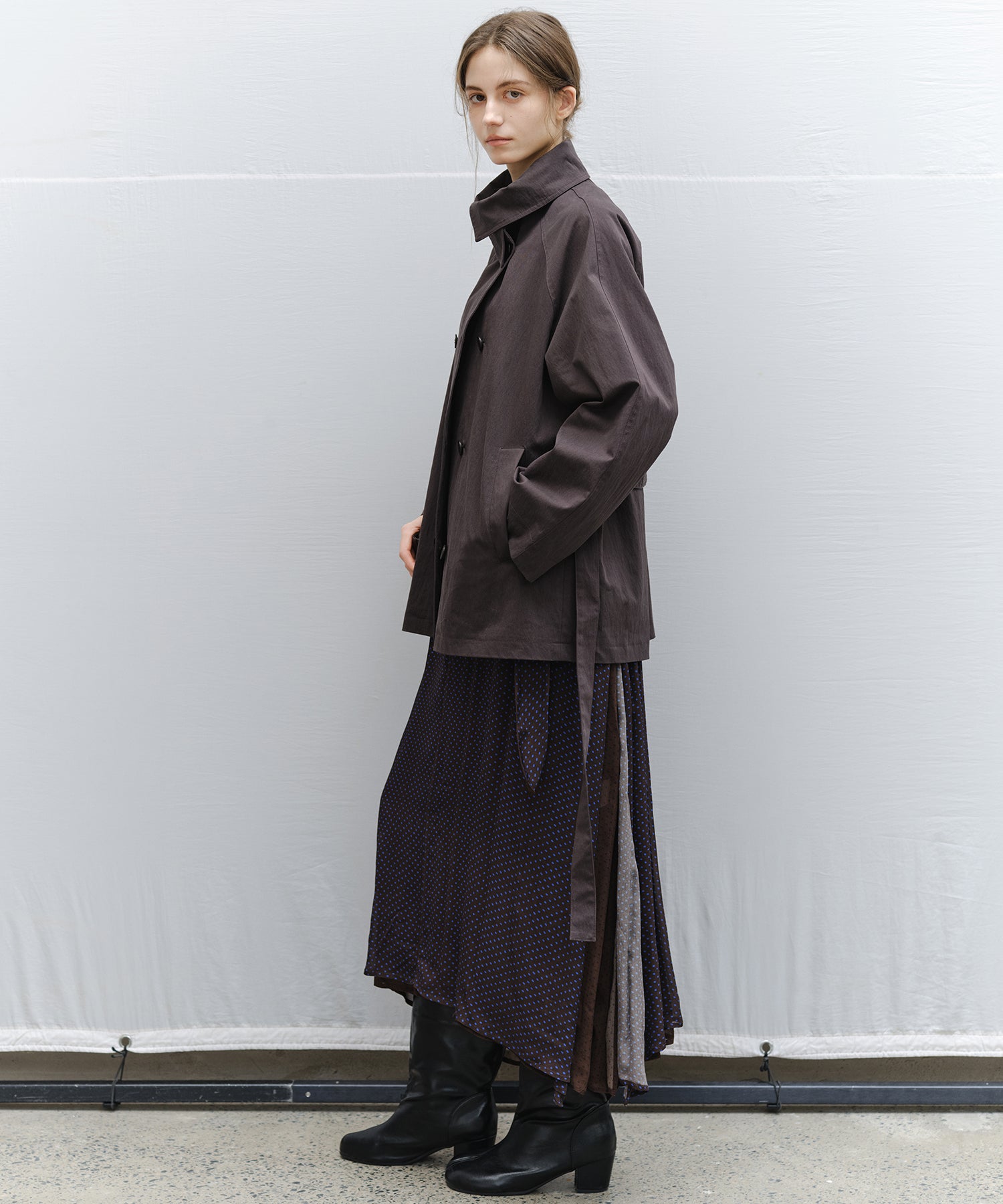 Wrap Collar Belted Cropped Trench Jacket