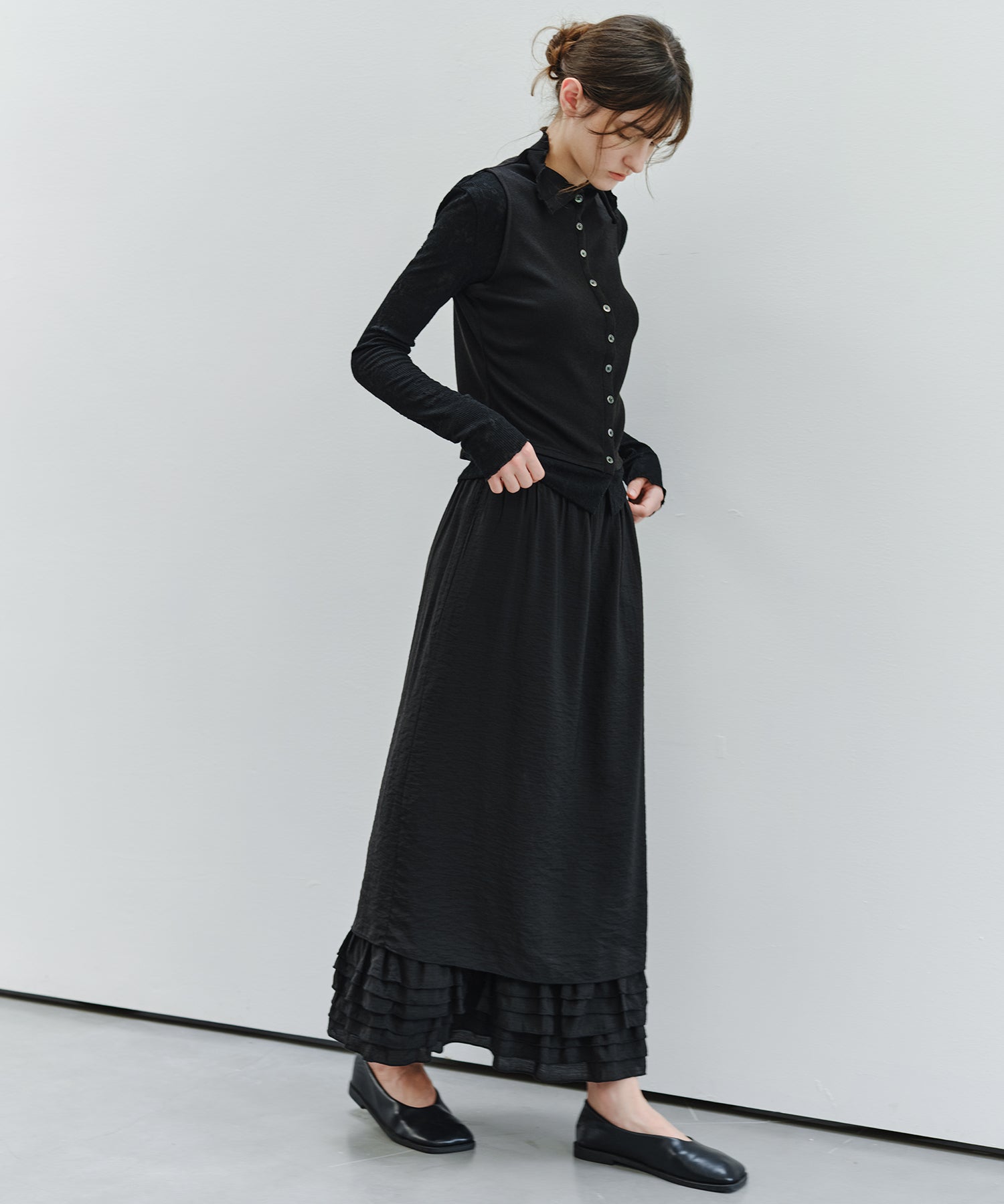 「9月下旬出荷予定」Lace Sleeve Layered Collar Top