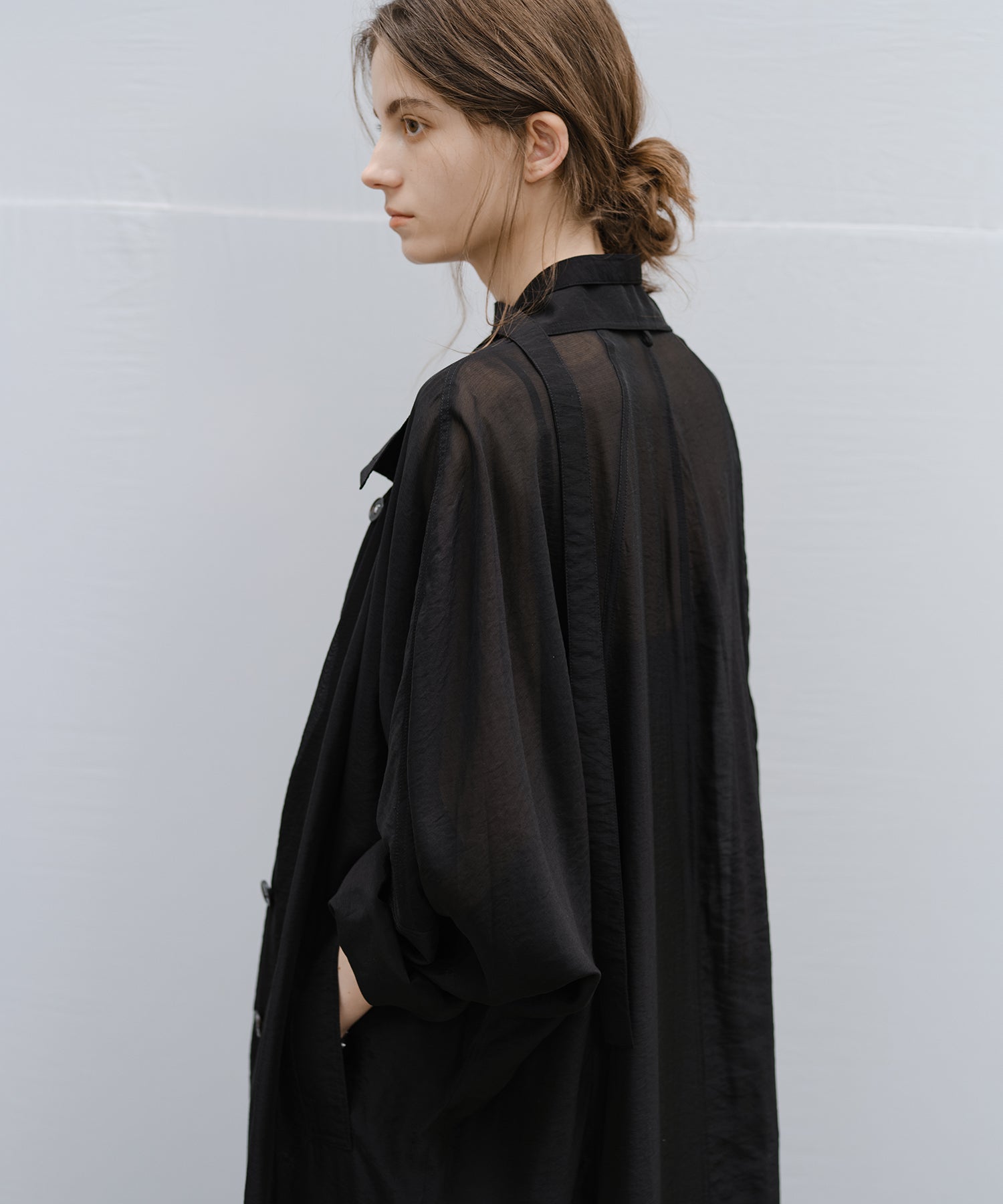 Silk Blend Sheer Long Coat
