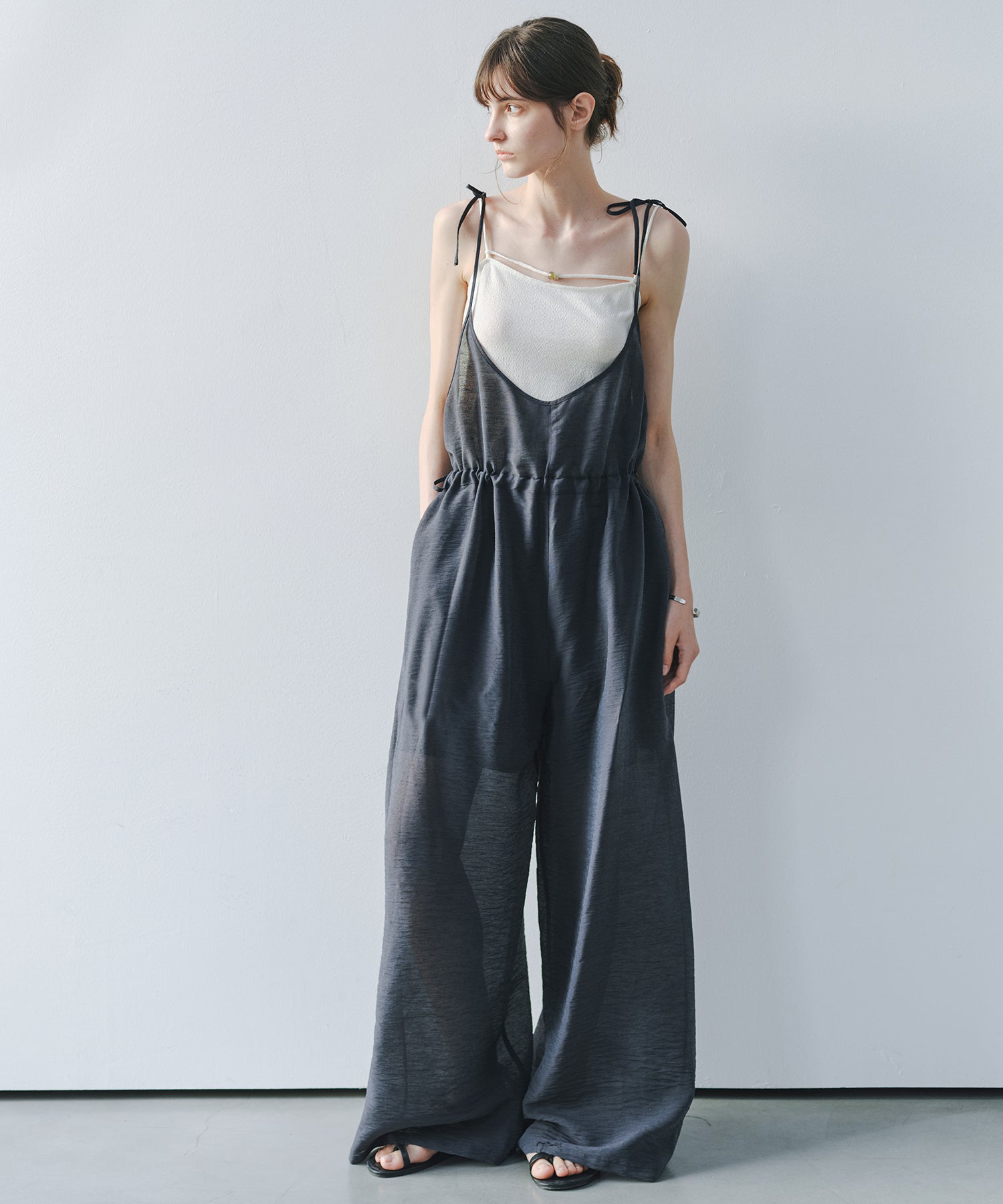 「7月中旬～下旬出荷」Multi-Way Linen Blend Wide Jumpsuit