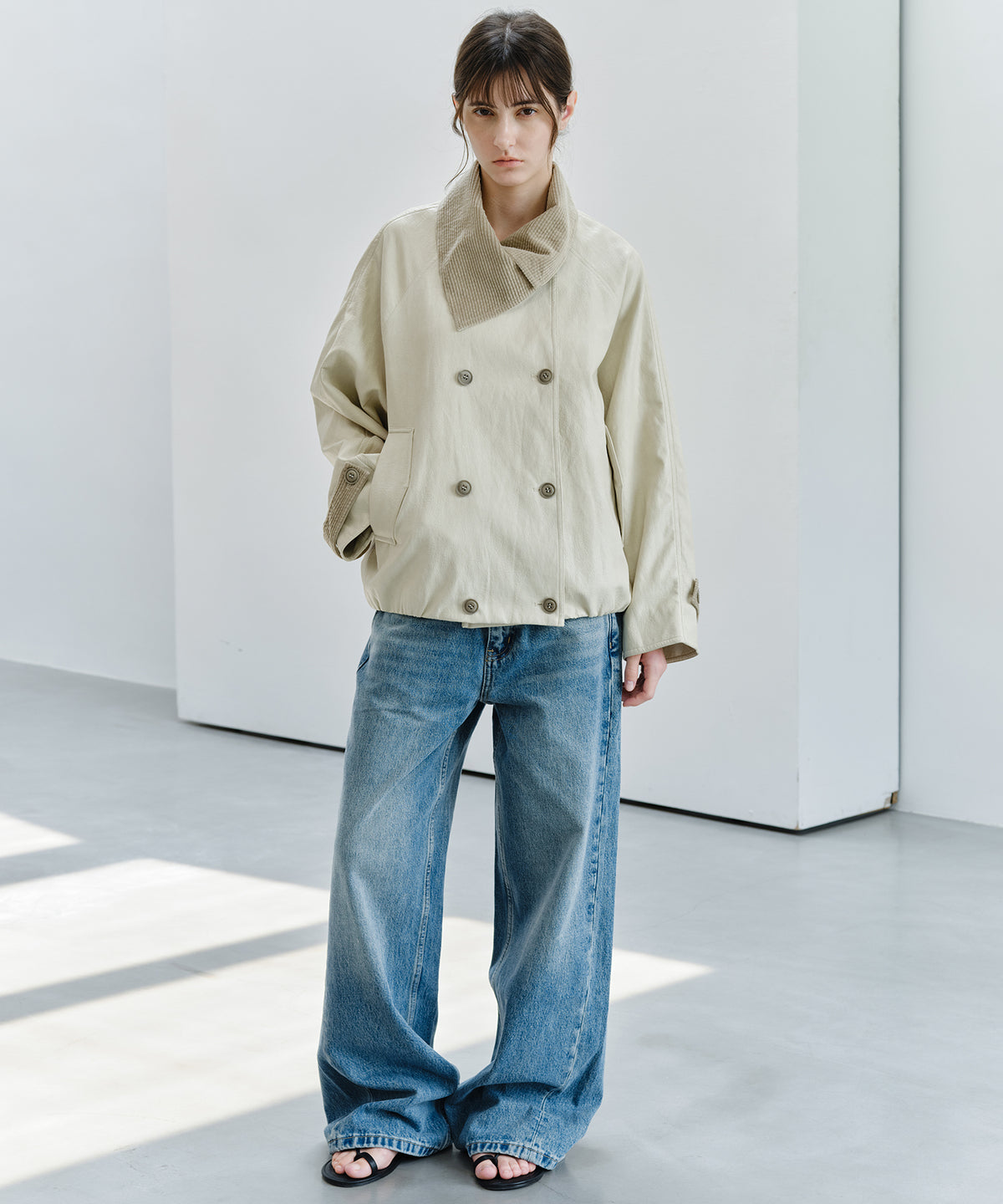 「10月下旬出荷予定」Corduroy Collar Docking Short Blouson Jacket
