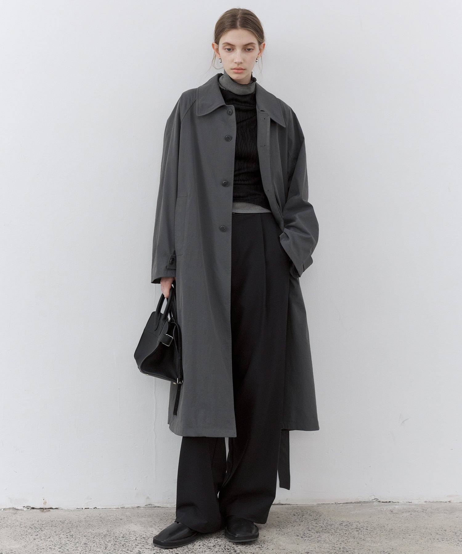 Draped Wide-Leg Tailored Pants