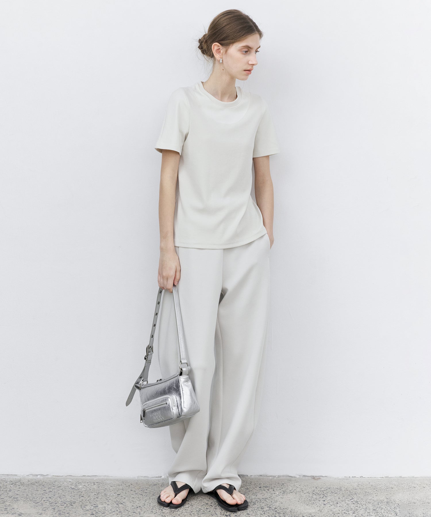 Layered-Look Panel Short Sleeve T-Shirt