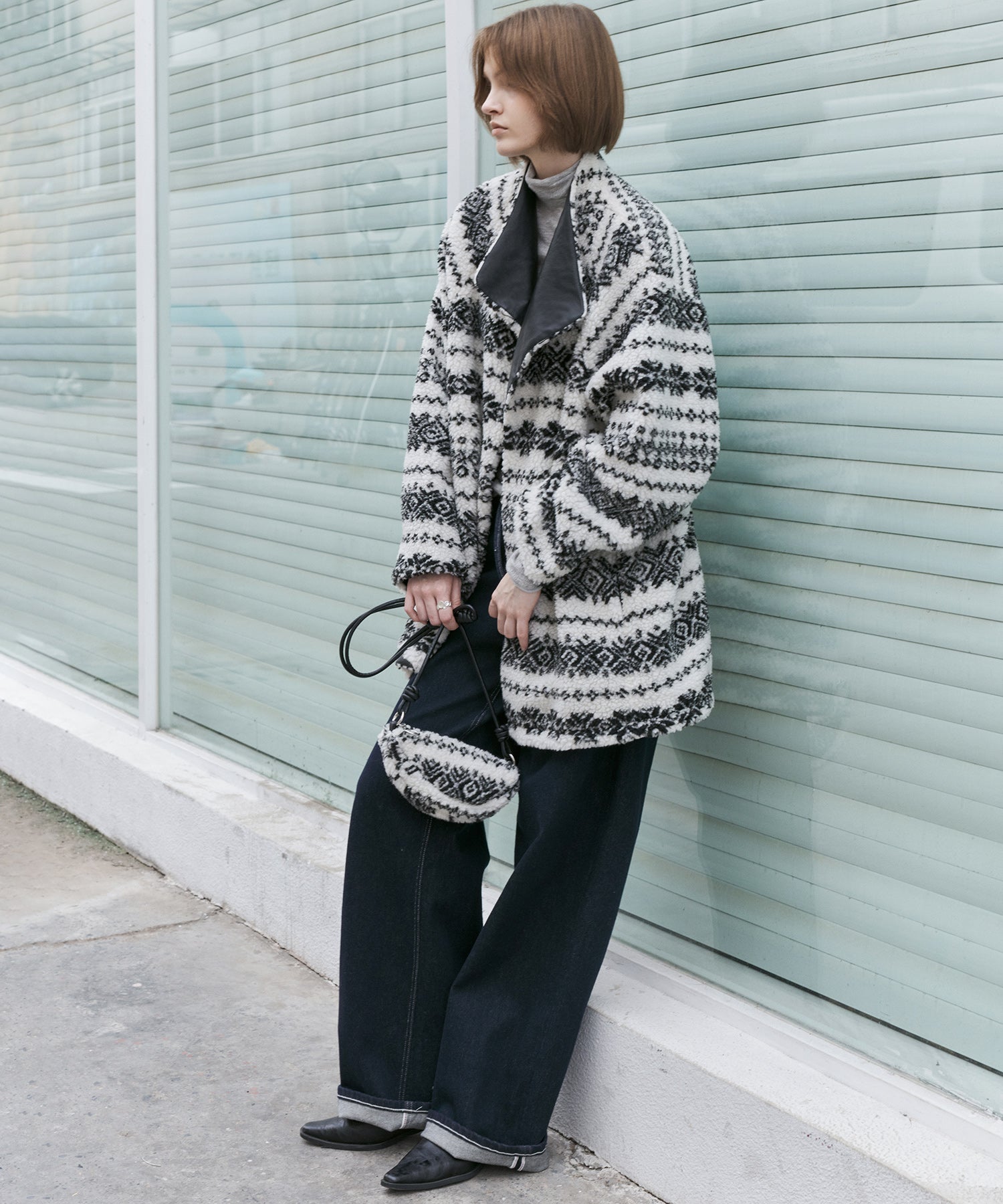 Fair Isle Relaxed Fit Fleece Jacket