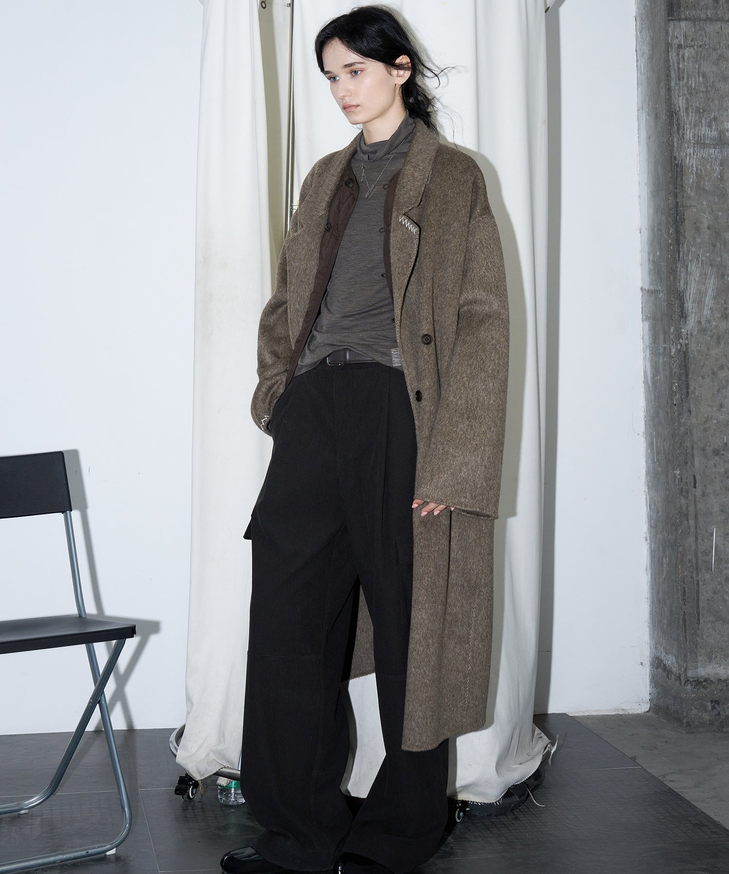 100% Wool Double-Face Long Lapel Oversized Overcoat