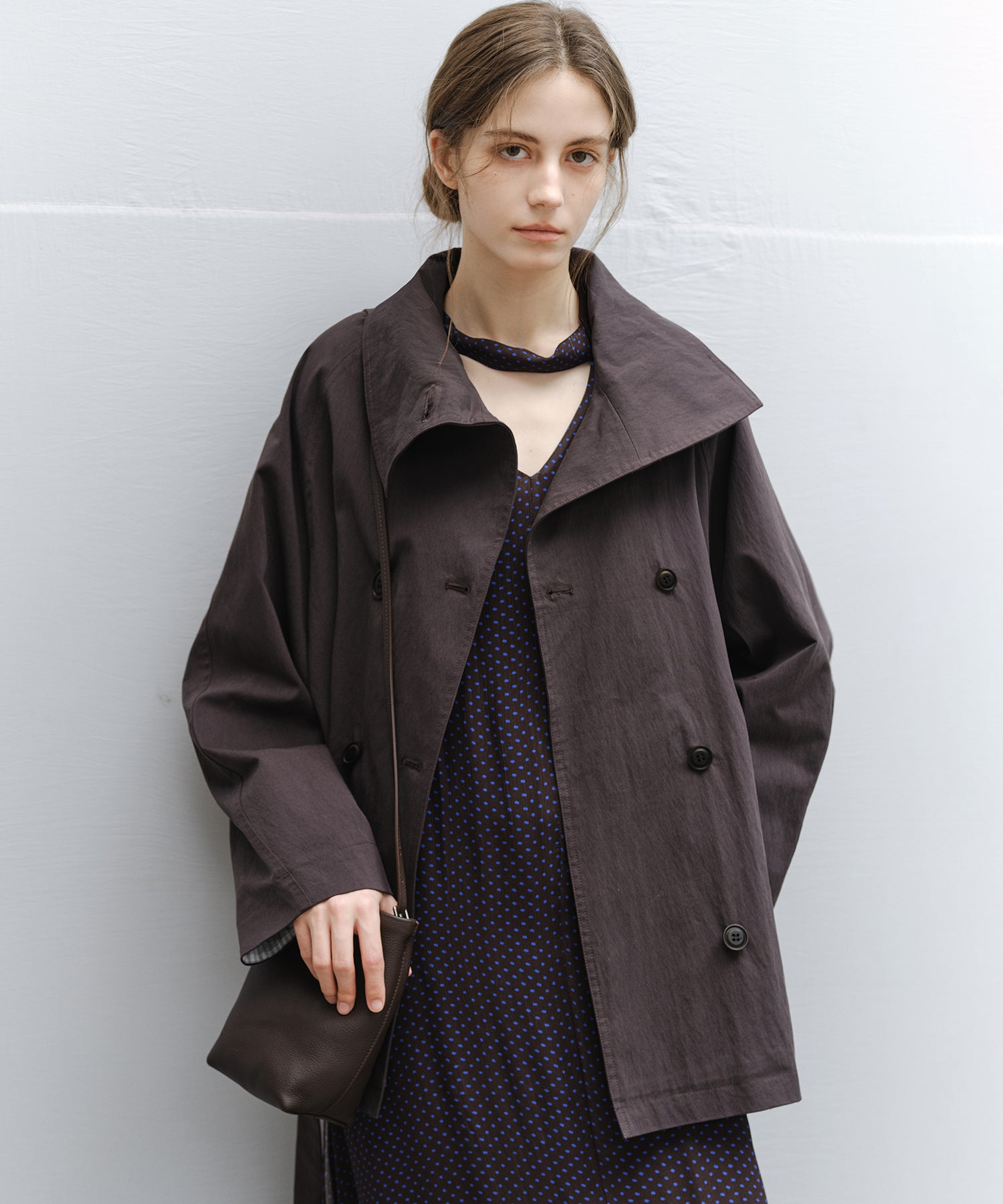 Wrap Collar Belted Cropped Trench Jacket