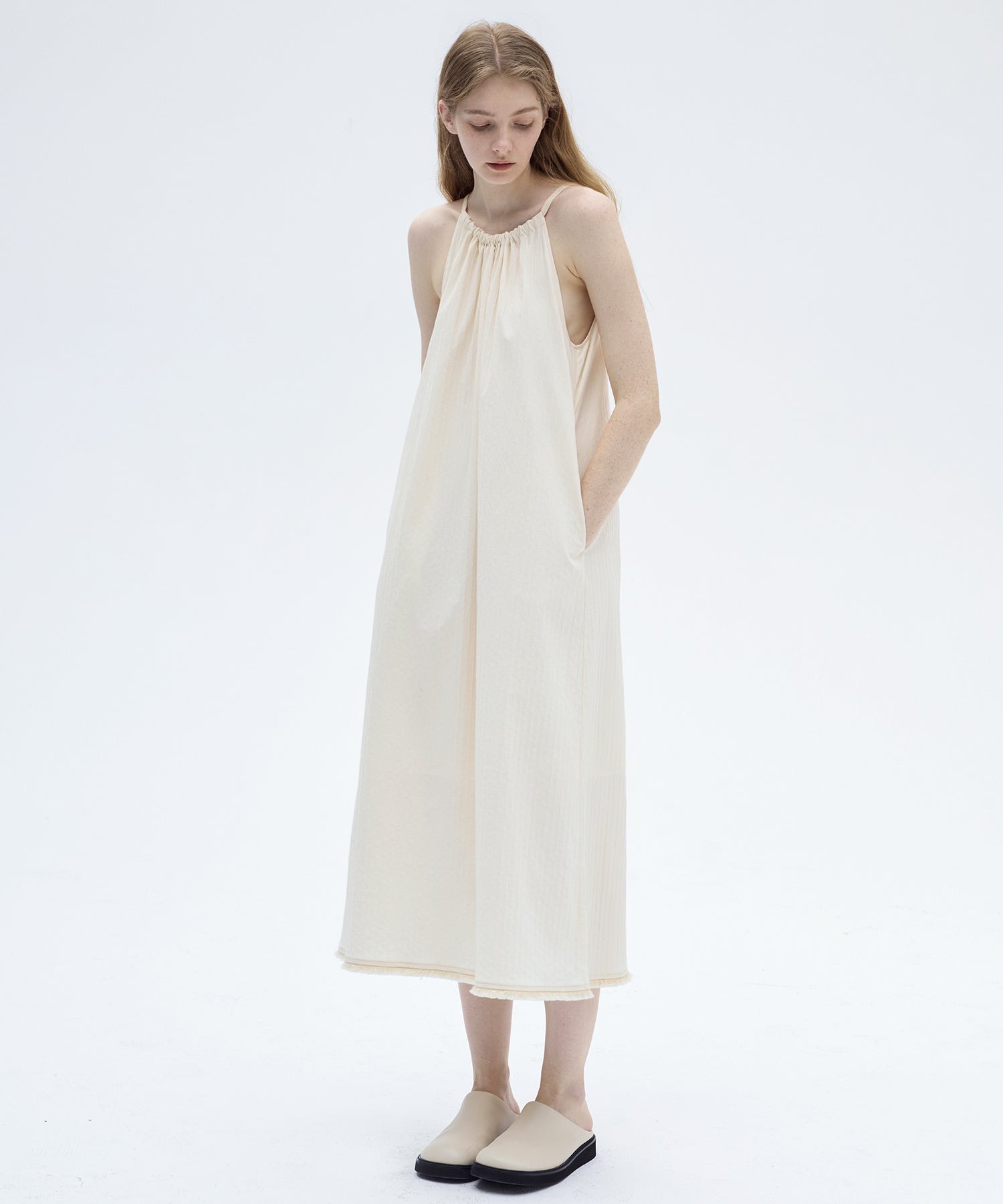 Fringe Hem Halter Neck Camisole Dress