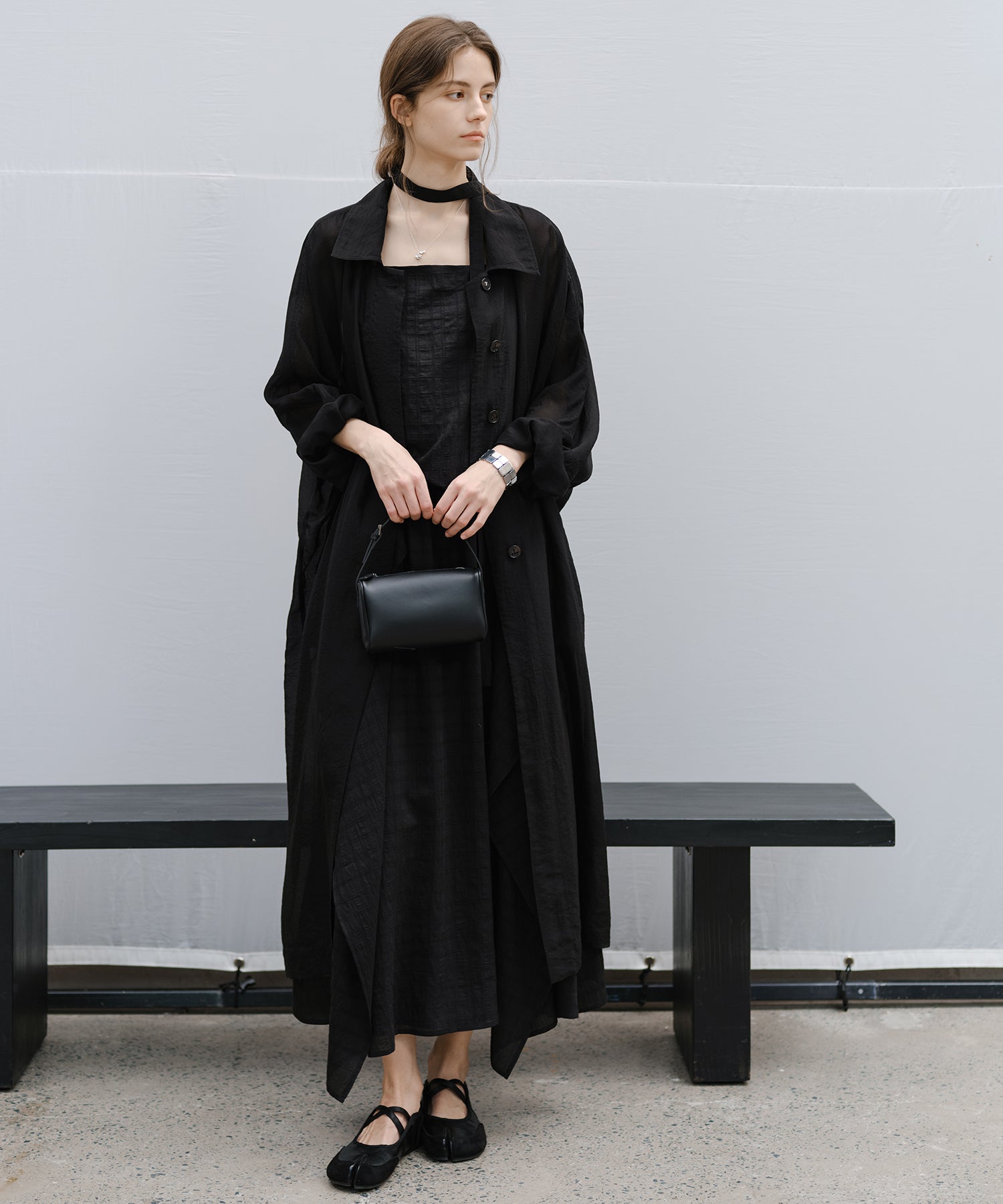 Silk Blend Sheer Long Coat